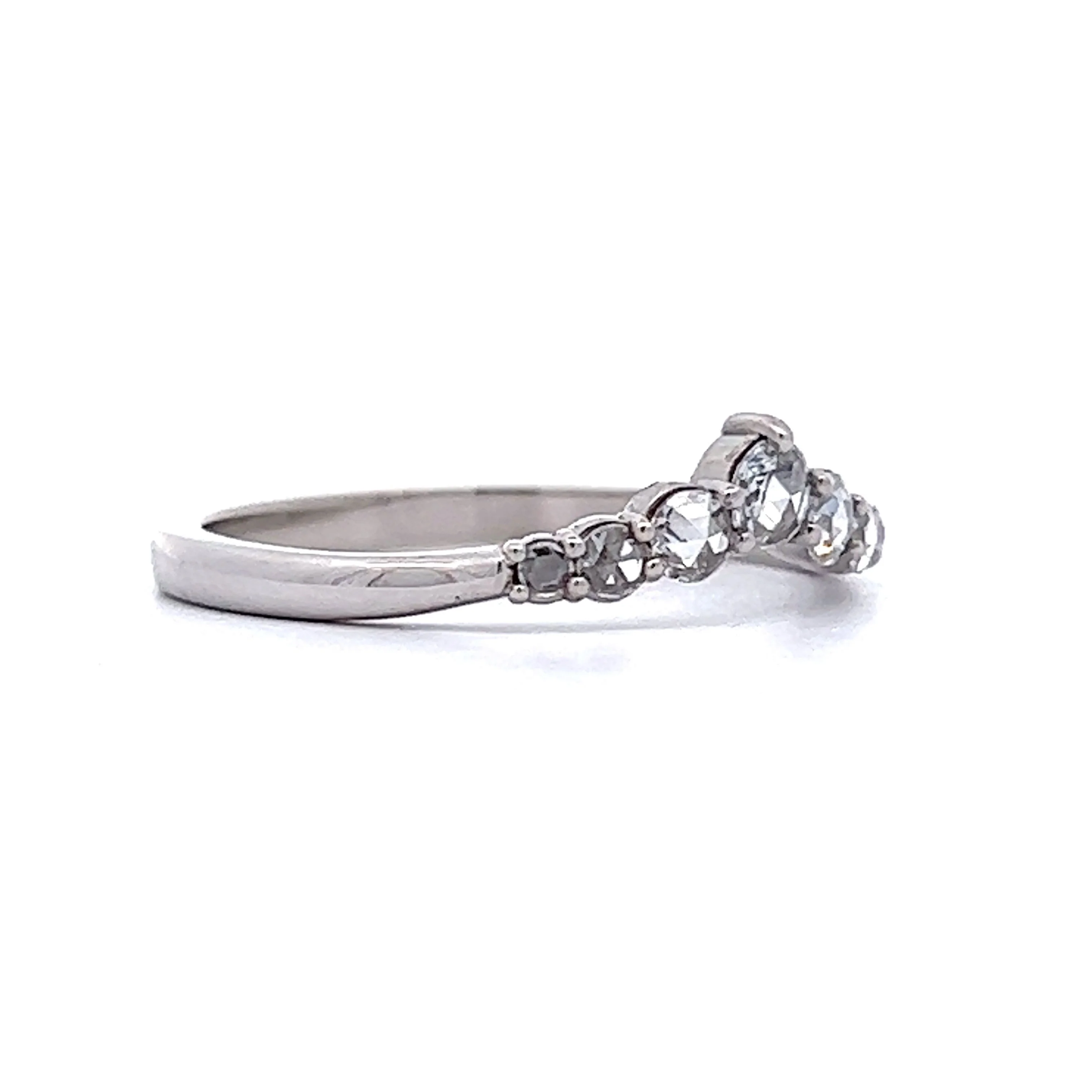 Rose Cut Diamond Tiara Wedding Band in 14k White Gold - Image 3