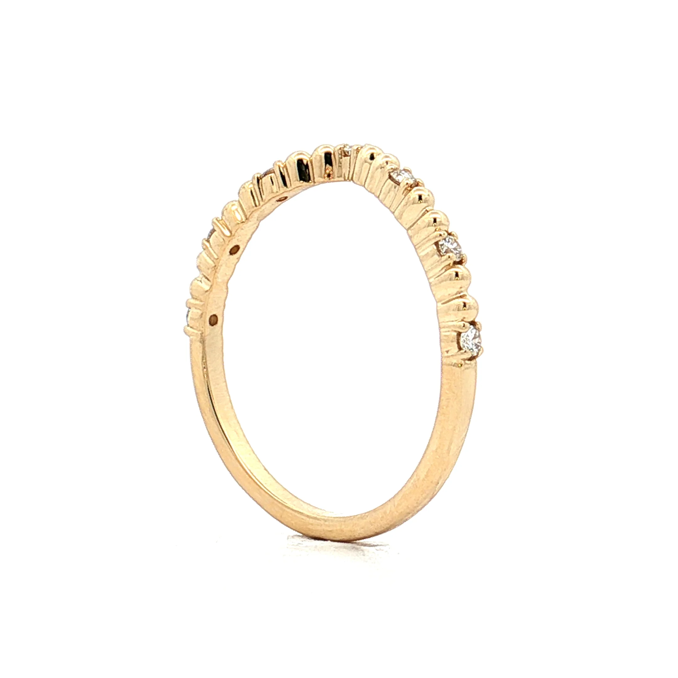 .10 Textured Diamond Contour Wedding Band 14k - Image 5