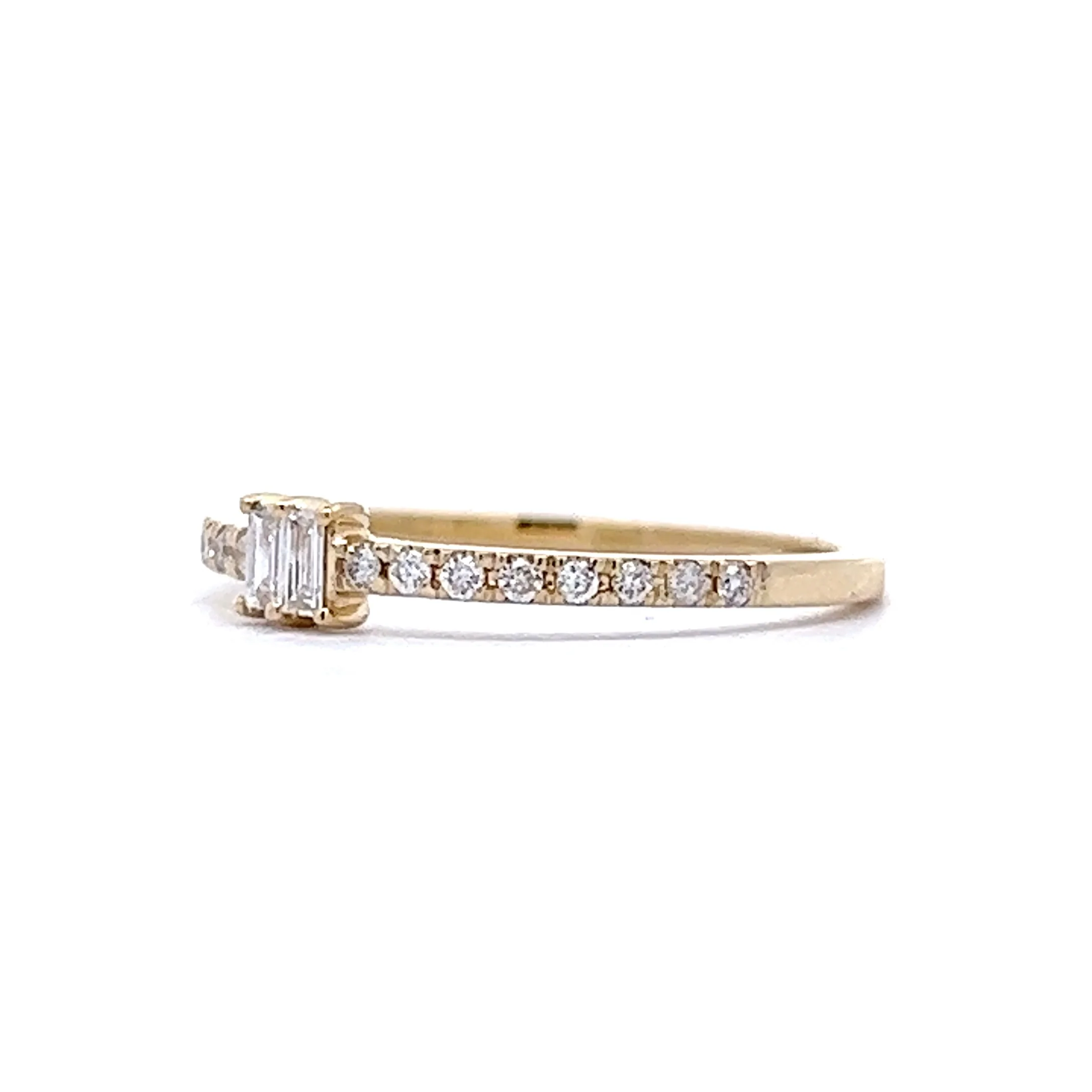 Baguette & Round Brilliant Diamond Stacking Band in 14k Yellow Gold - Image 2