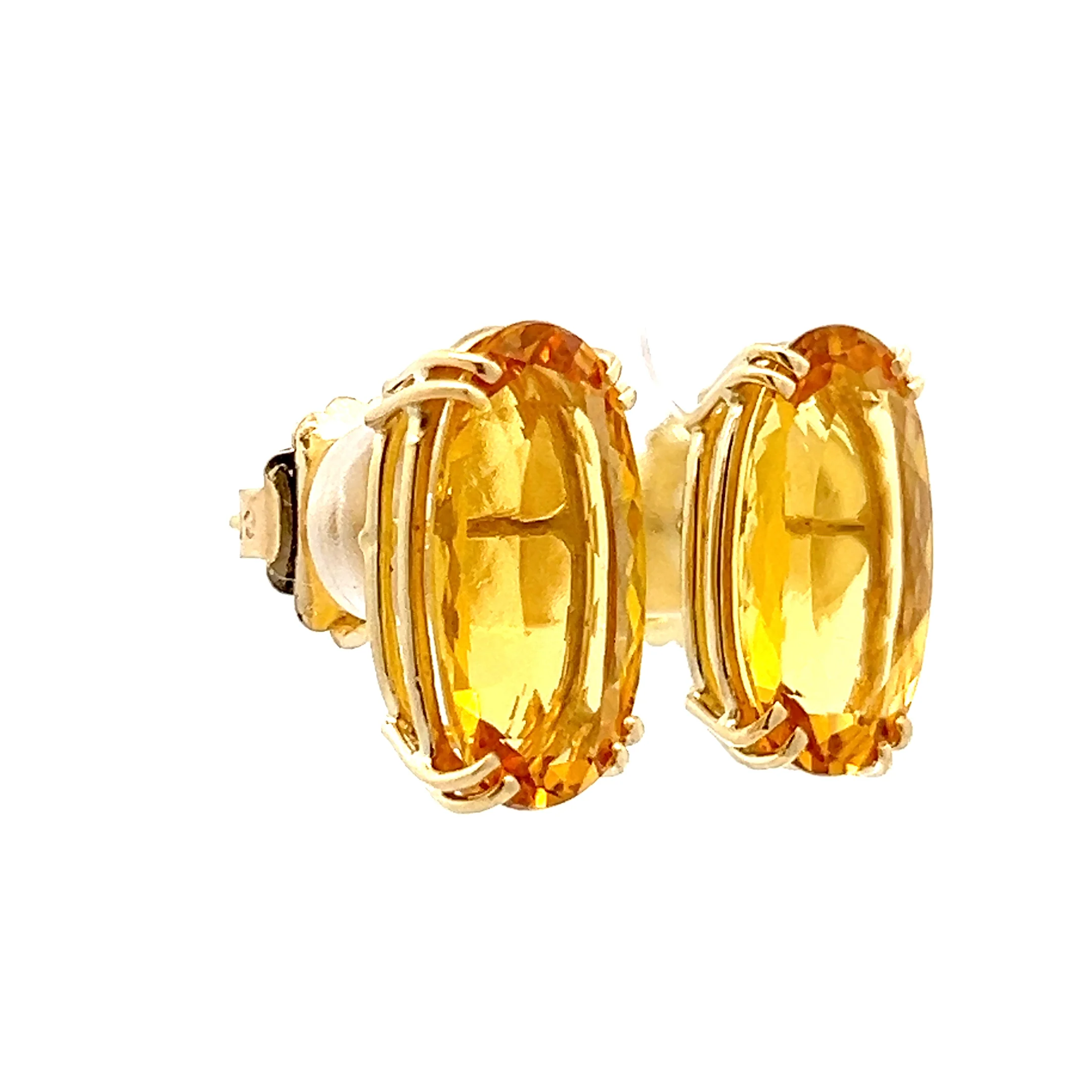 11.22 Oval Citrine Large Stud Earrings in 14k - Image 3