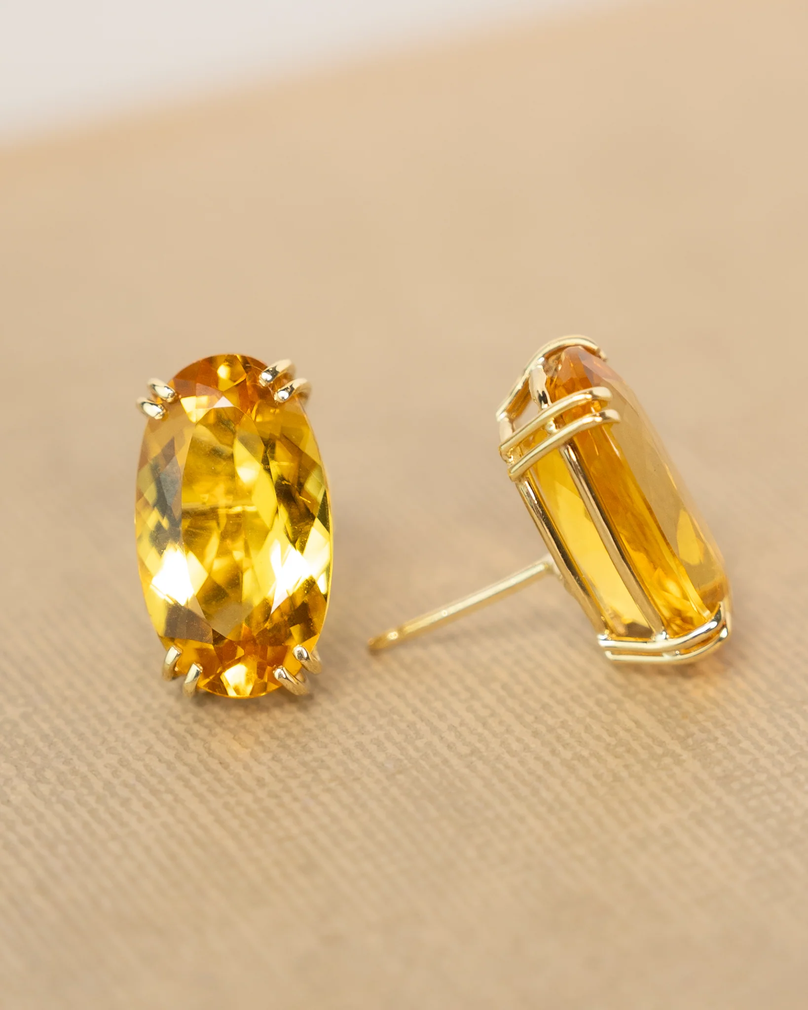 11.22 Oval Citrine Large Stud Earrings in 14k - Image 5