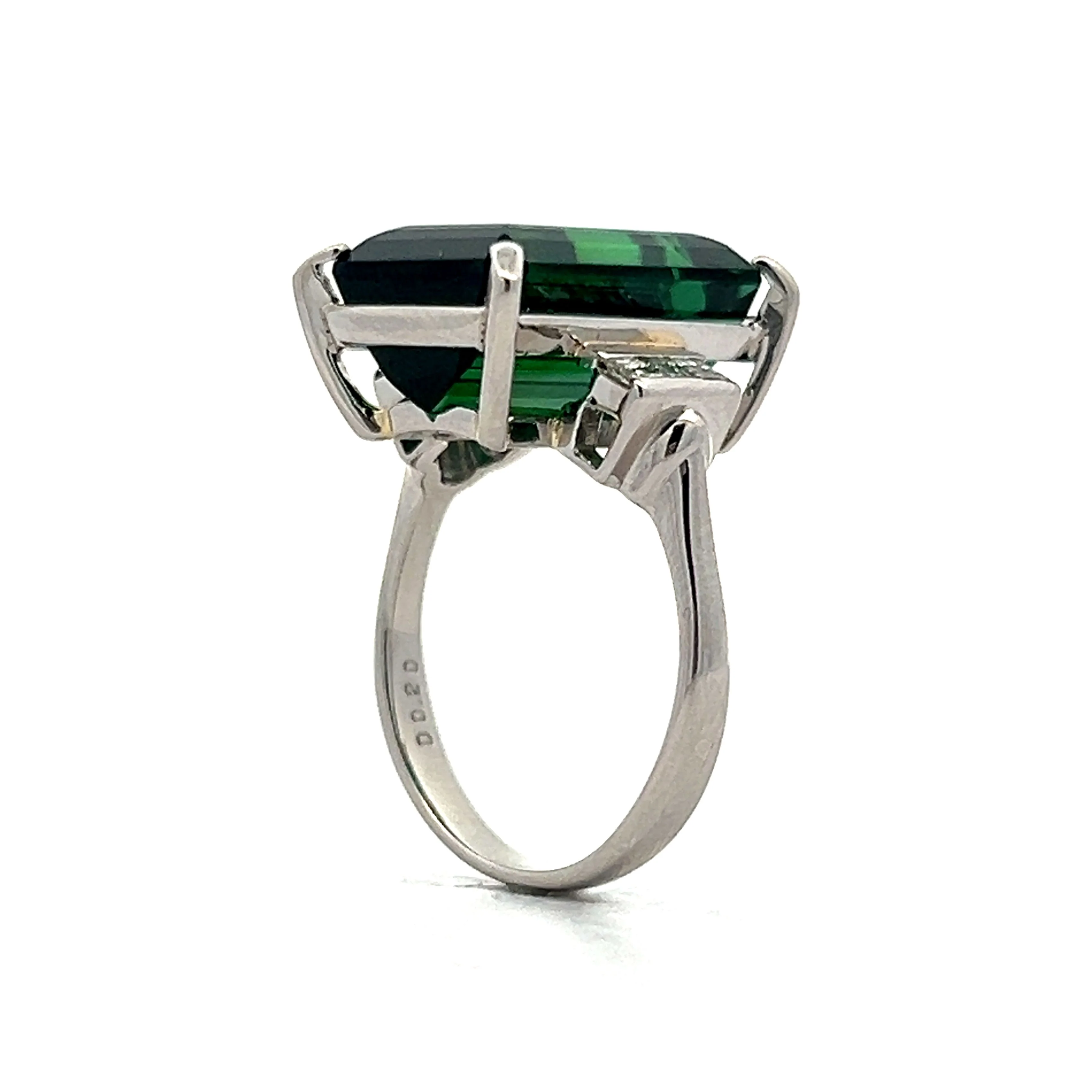 11.43 Green Tourmaline & Diamond Ring in Platinum - Image 5