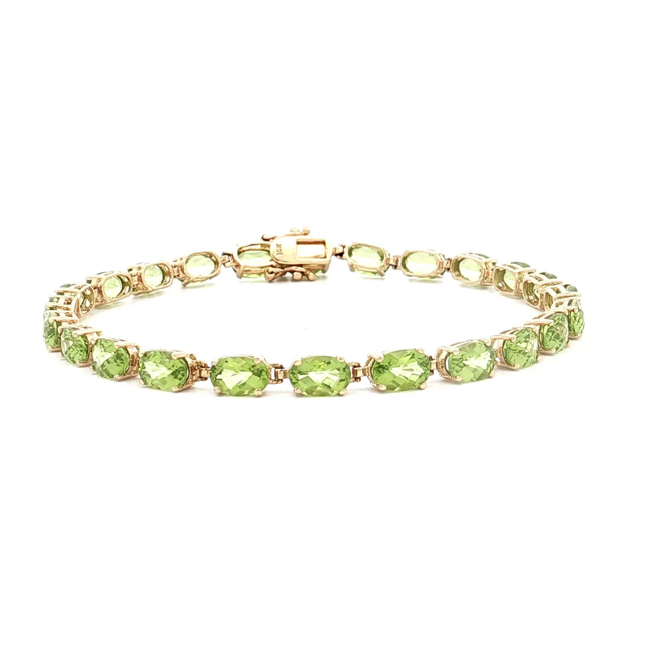 11.52 Oval Peridot Tennis Bracelet in 14k Yellow Gold