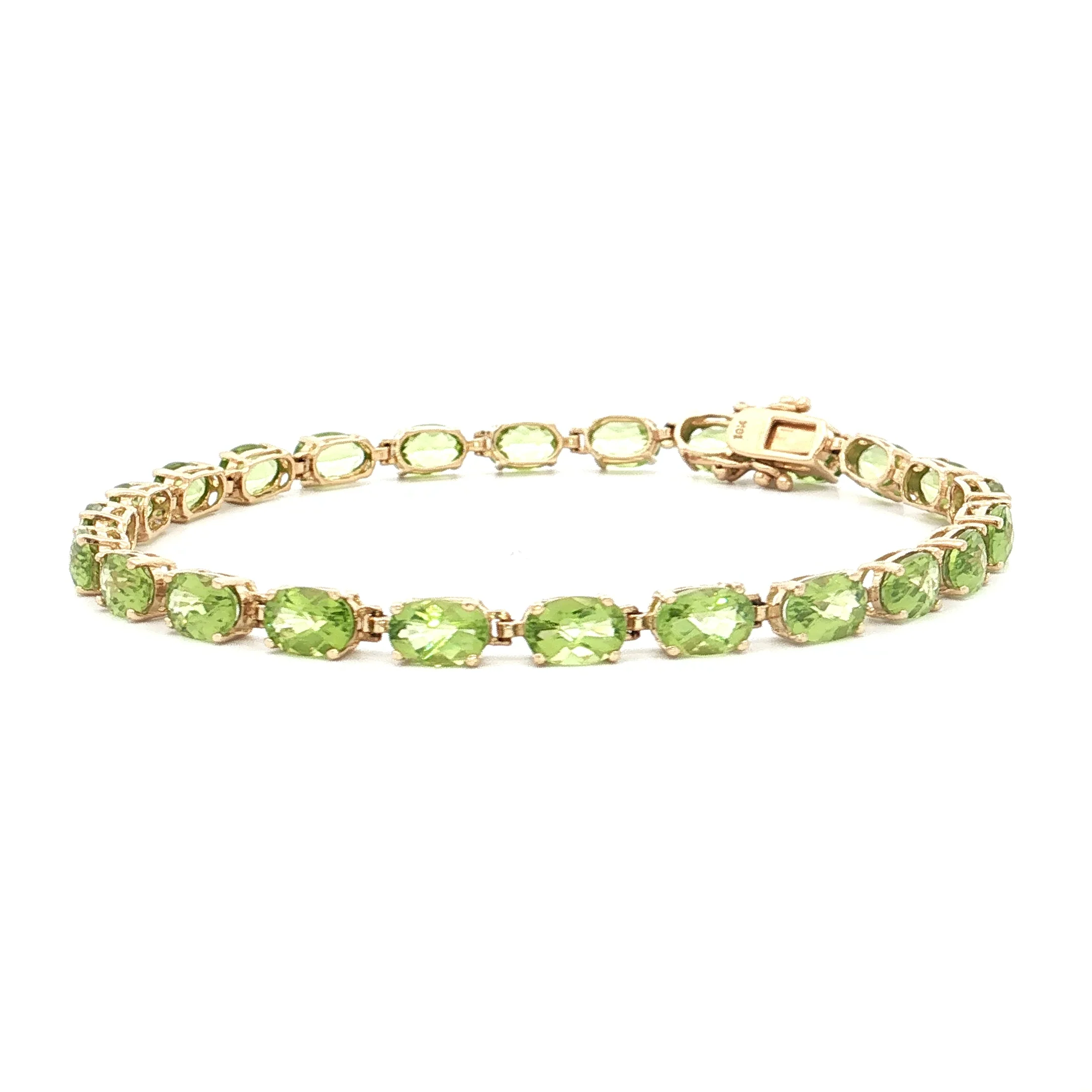 11.52 Oval Peridot Tennis Bracelet in 14k Yellow Gold - Image 2