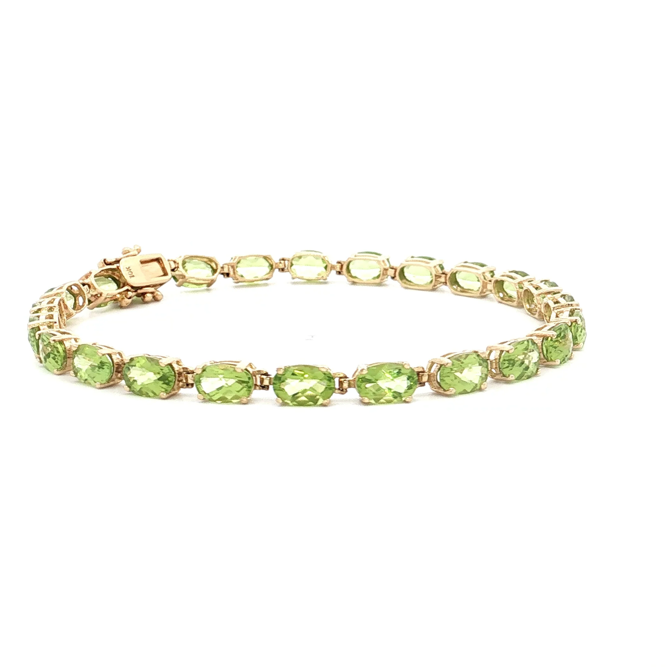 11.52 Oval Peridot Tennis Bracelet in 14k Yellow Gold - Image 3