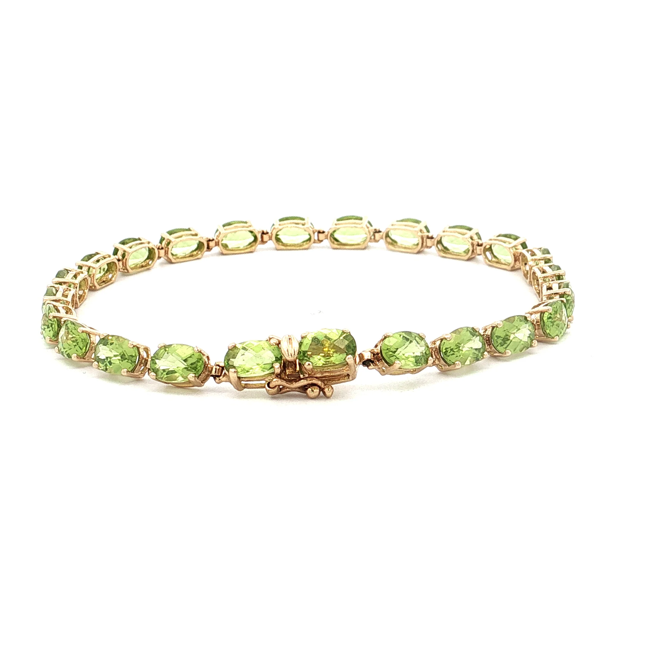 11.52 Oval Peridot Tennis Bracelet in 14k Yellow Gold - Image 4