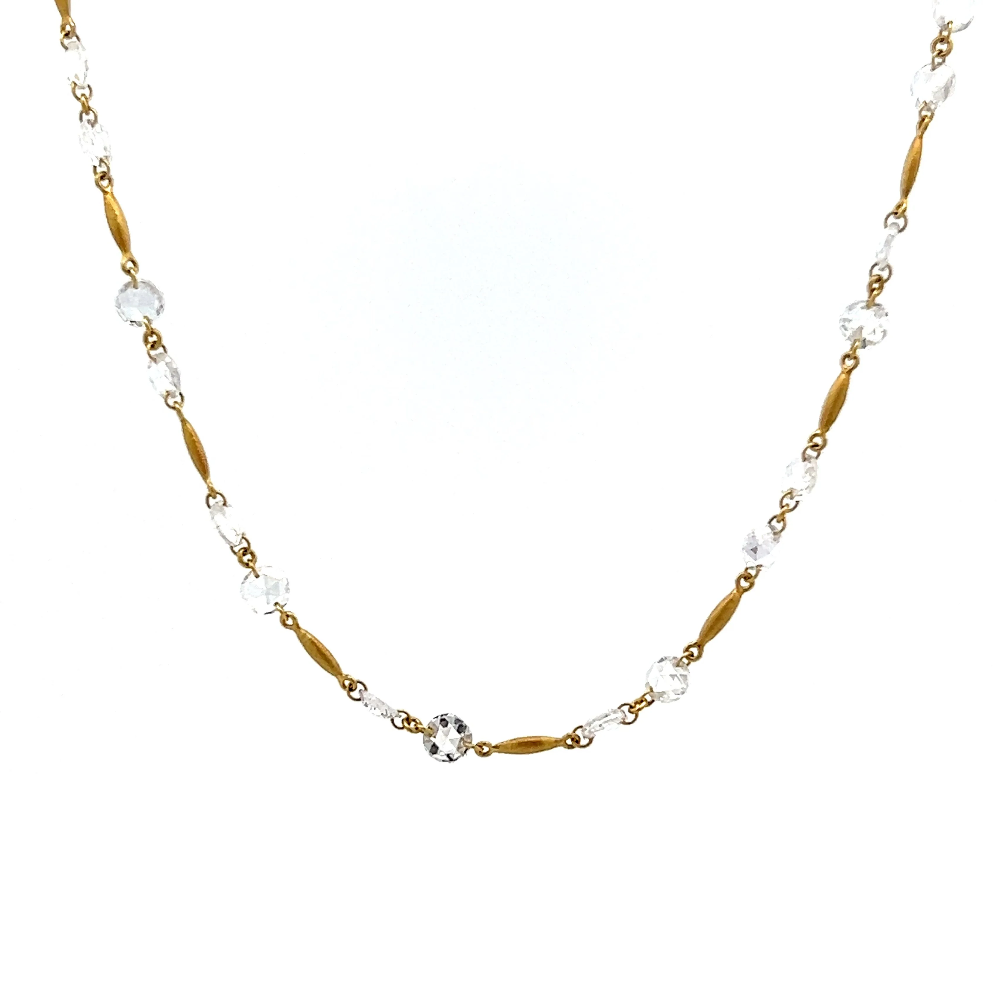 11.63 Rose Cut Diamond Necklace in 18k Yellow Gold