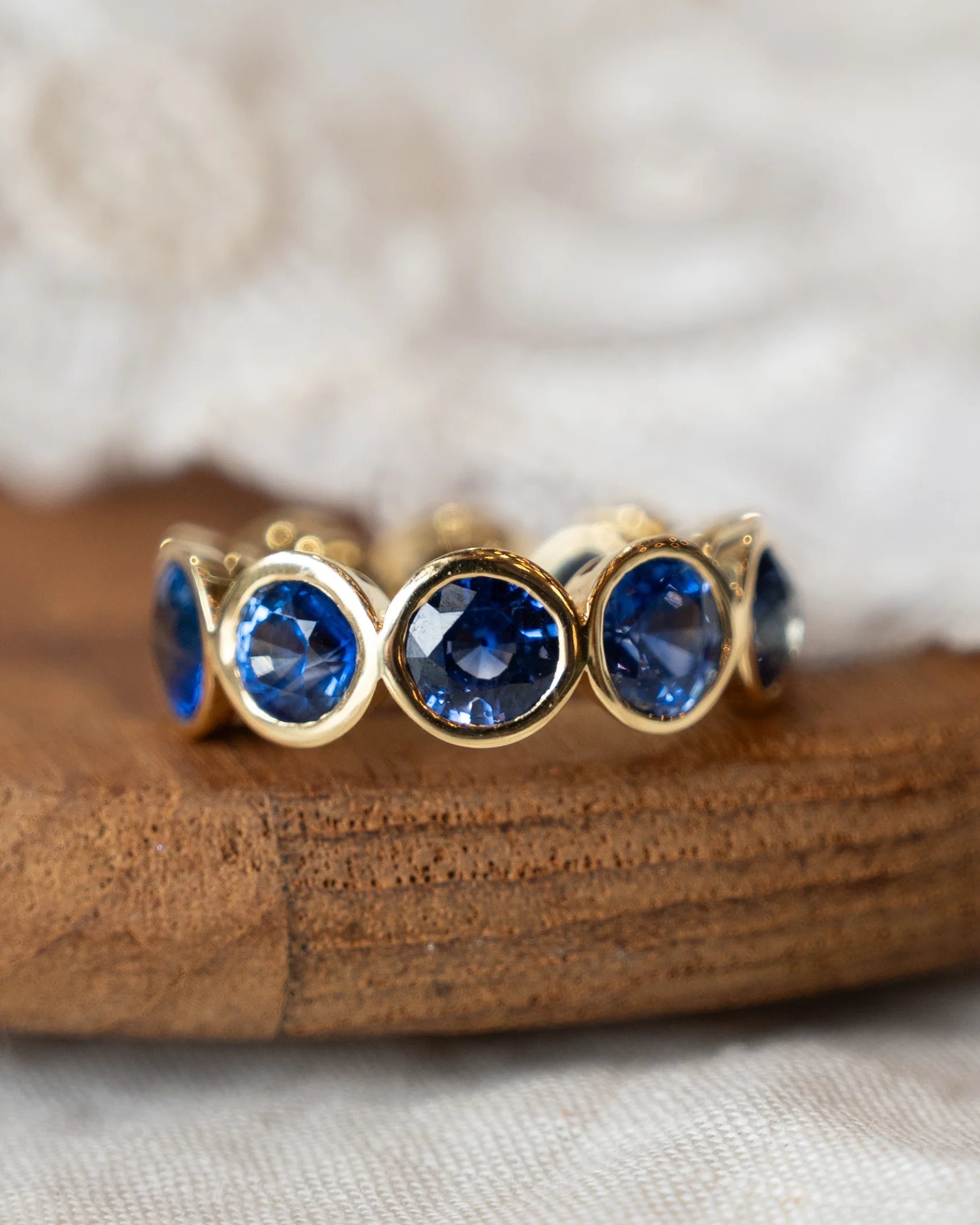 11.79 Blue Sapphire Eternity Band 18k Yellow Gold - Image 7
