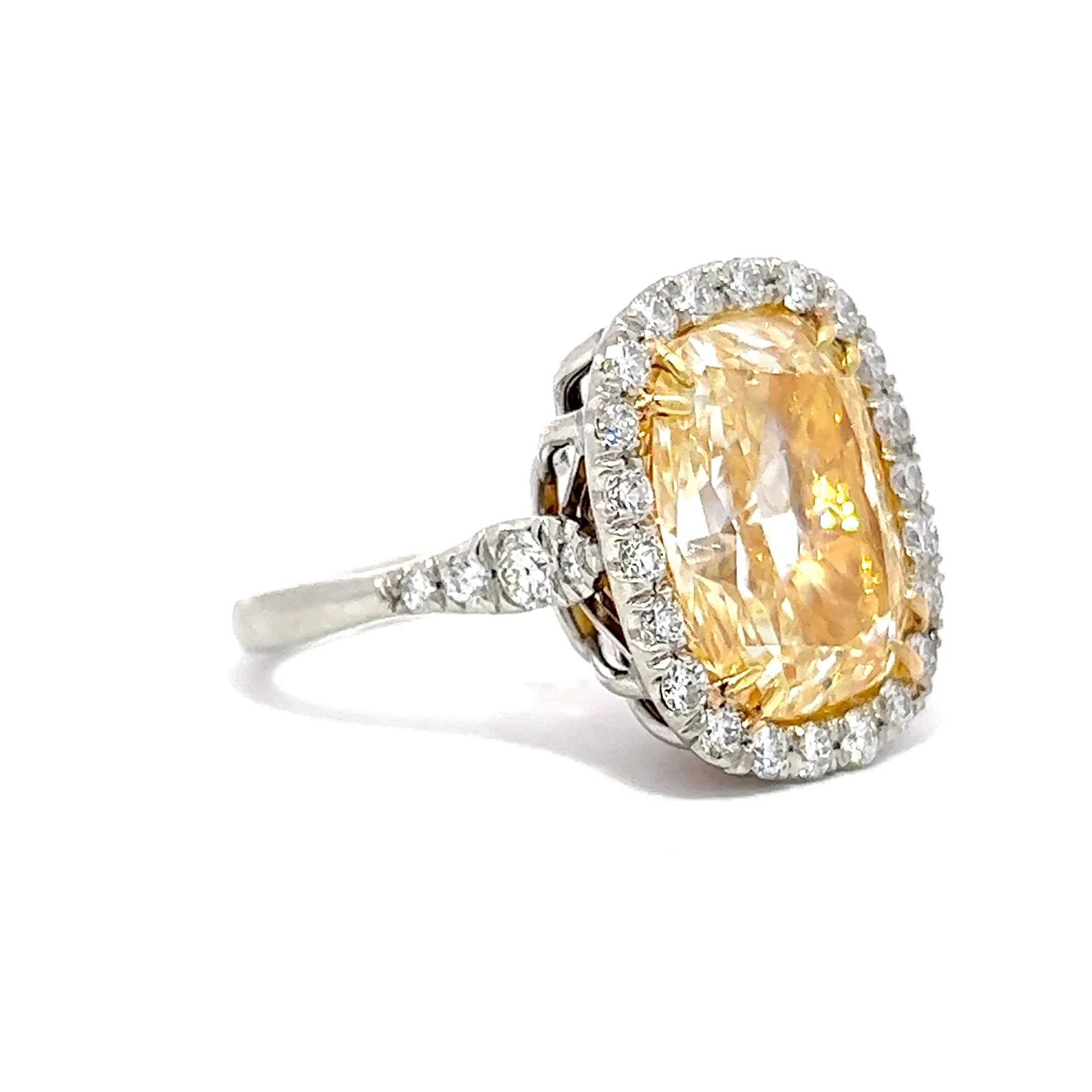 11.79 Fancy Yellow Diamond Engagement Ring in Platinum - Image 3