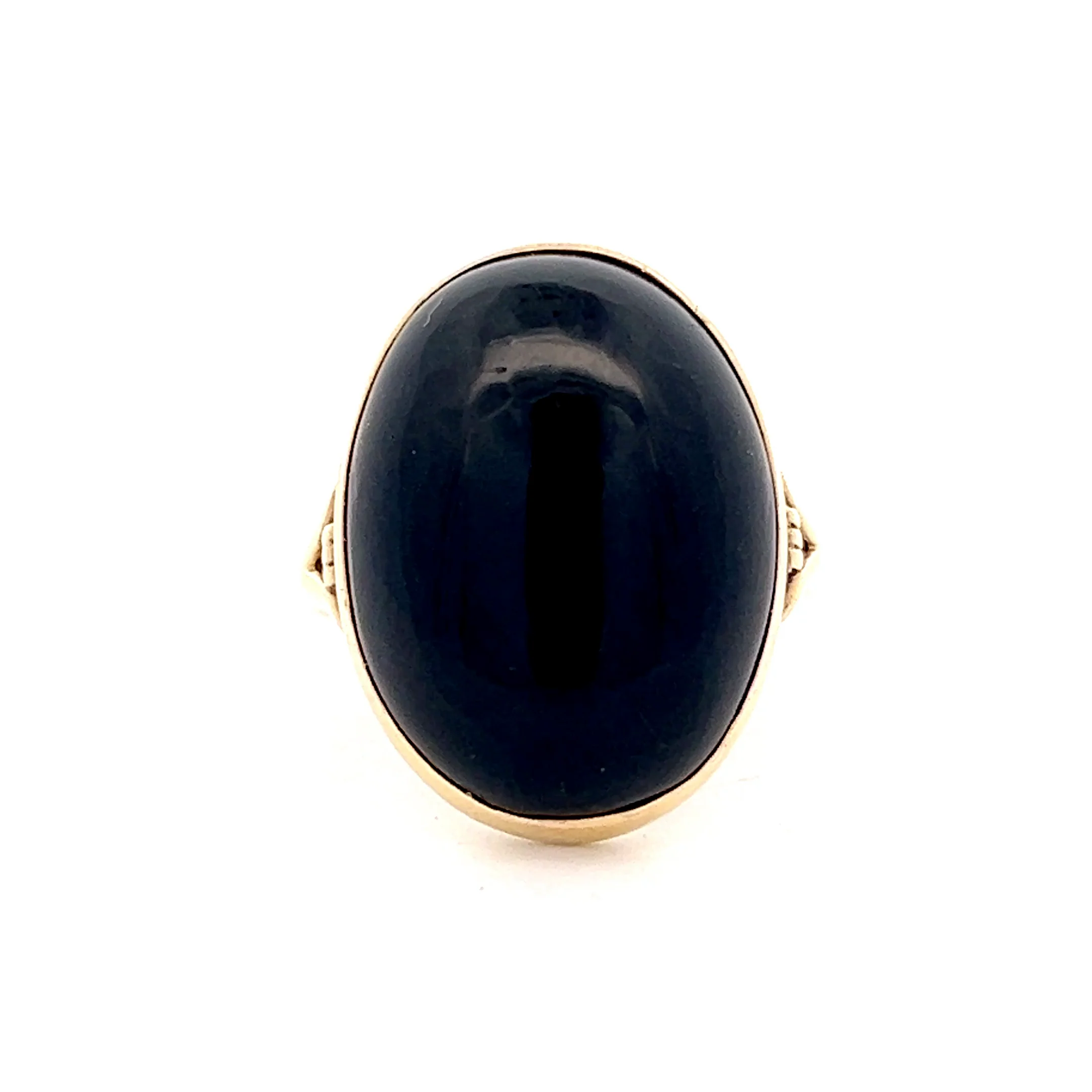 11.92 Vintage Cabochon Onyx Cocktail Ring in 14k