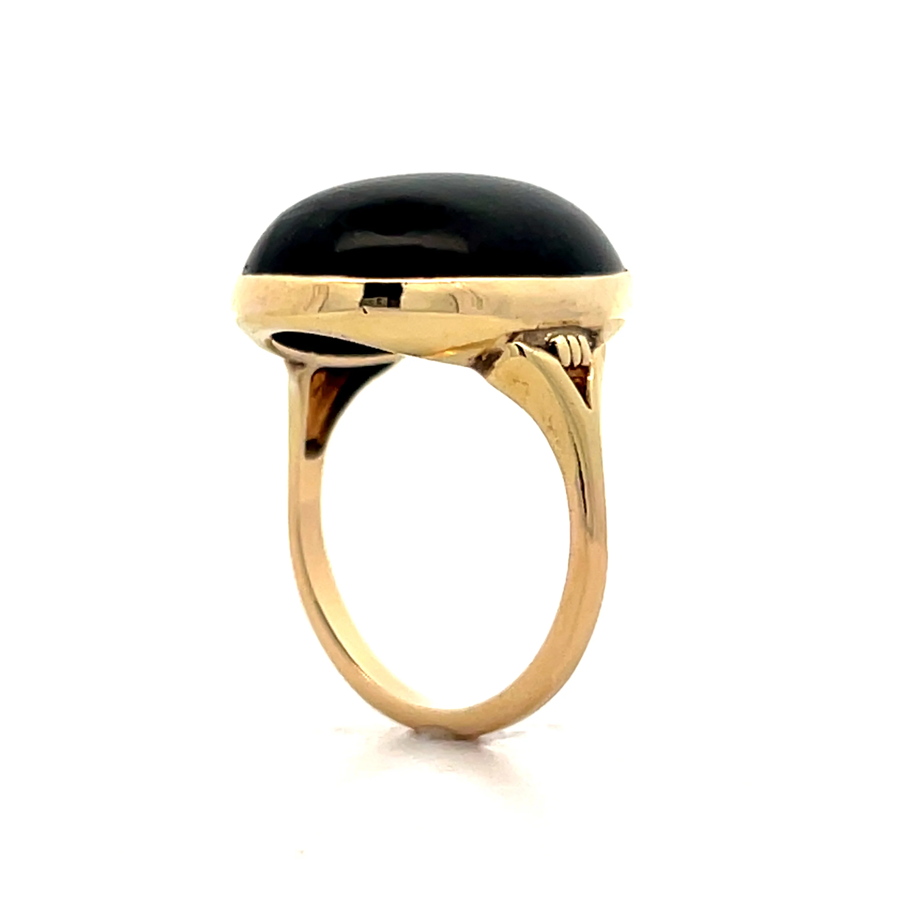 11.92 Vintage Cabochon Onyx Cocktail Ring in 14k - Image 5
