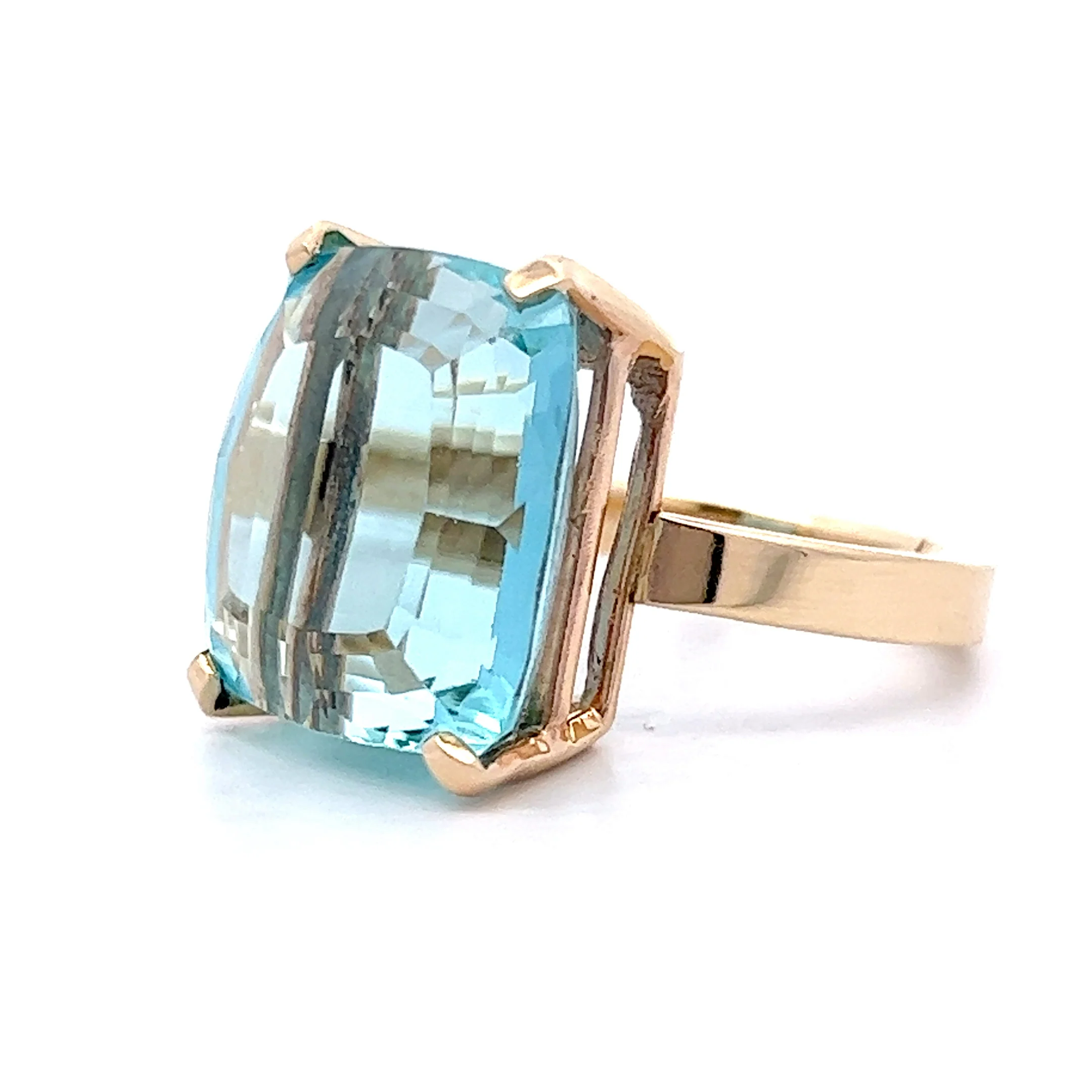 11.96 Cushion Cut Aquamarine Ring in 14k Yellow Gold - Image 2