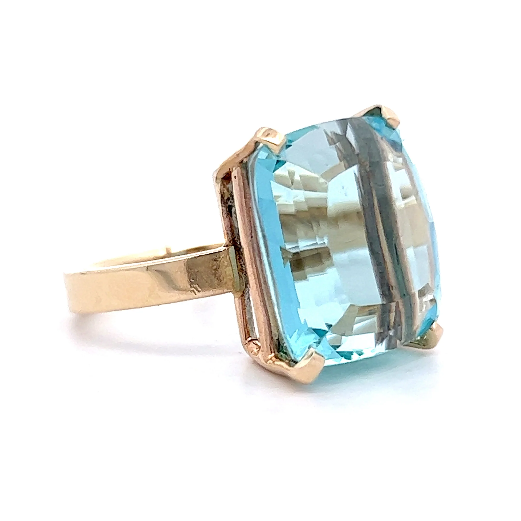 11.96 Cushion Cut Aquamarine Ring in 14k Yellow Gold - Image 3