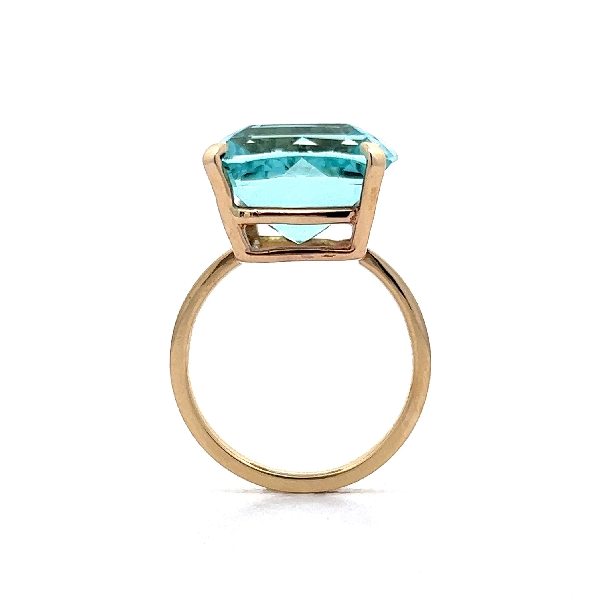 11.96 Cushion Cut Aquamarine Ring in 14k Yellow Gold - Image 4