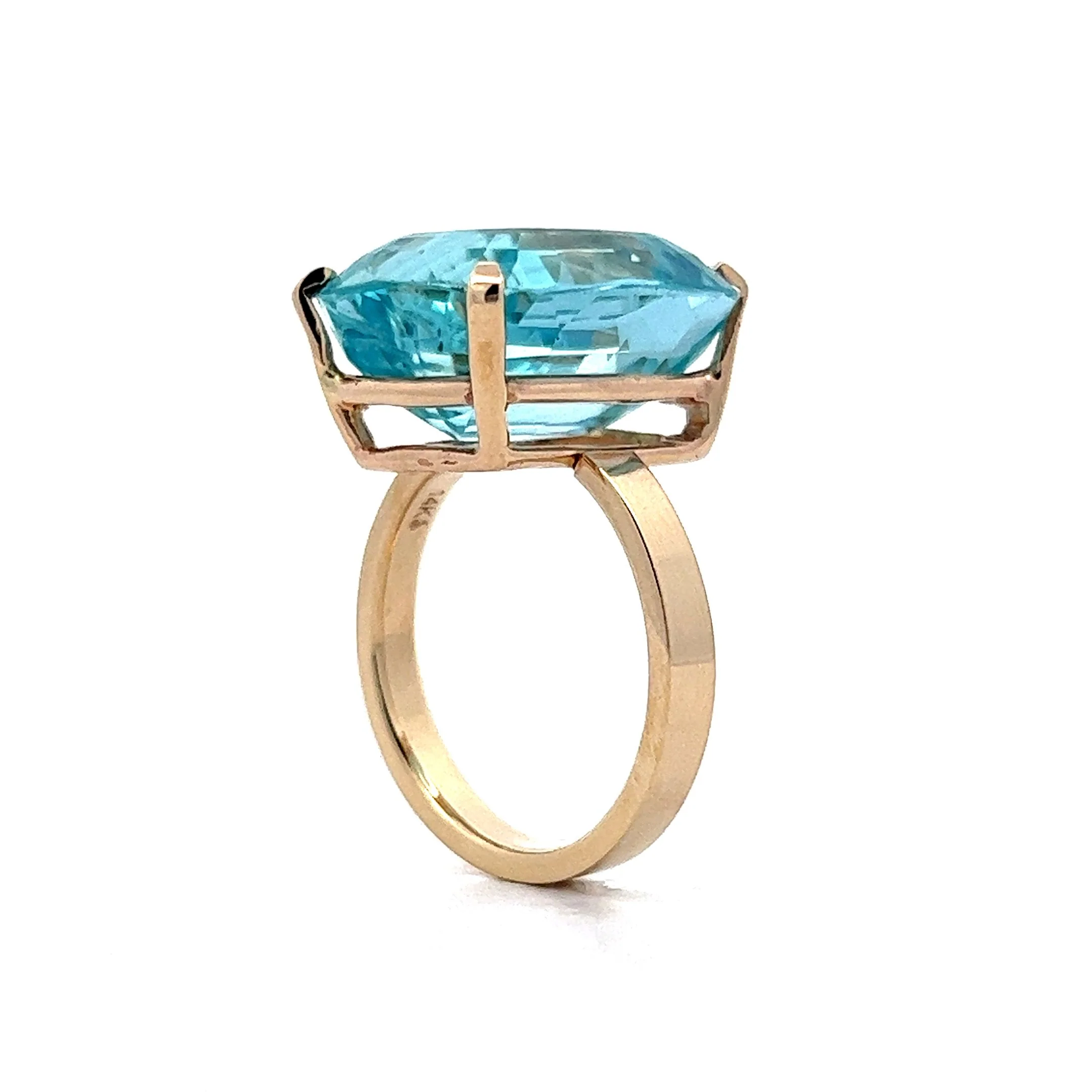 11.96 Cushion Cut Aquamarine Ring in 14k Yellow Gold - Image 5