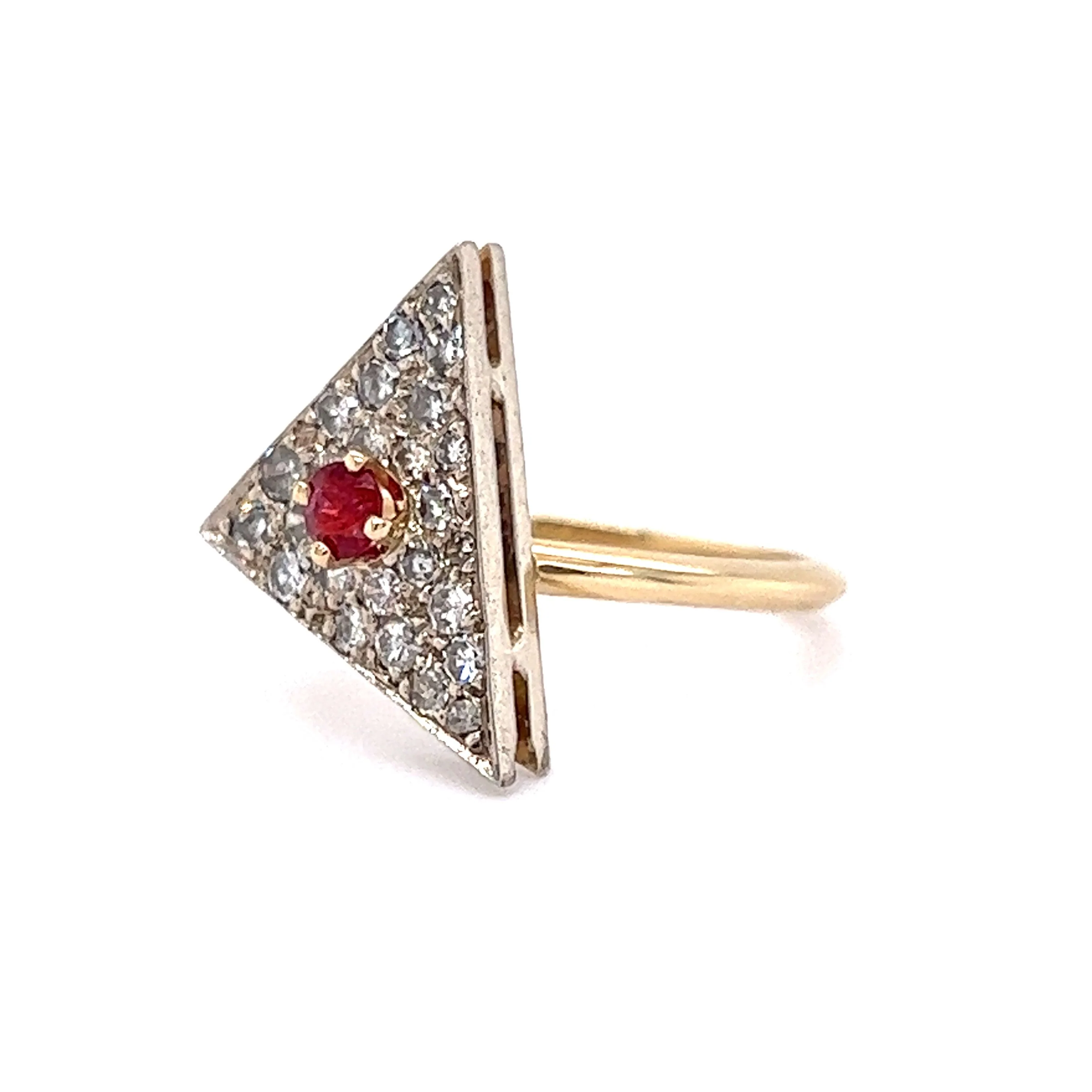 .11 Art Deco Ruby & Diamond Cocktail Ring in 14k - Image 2