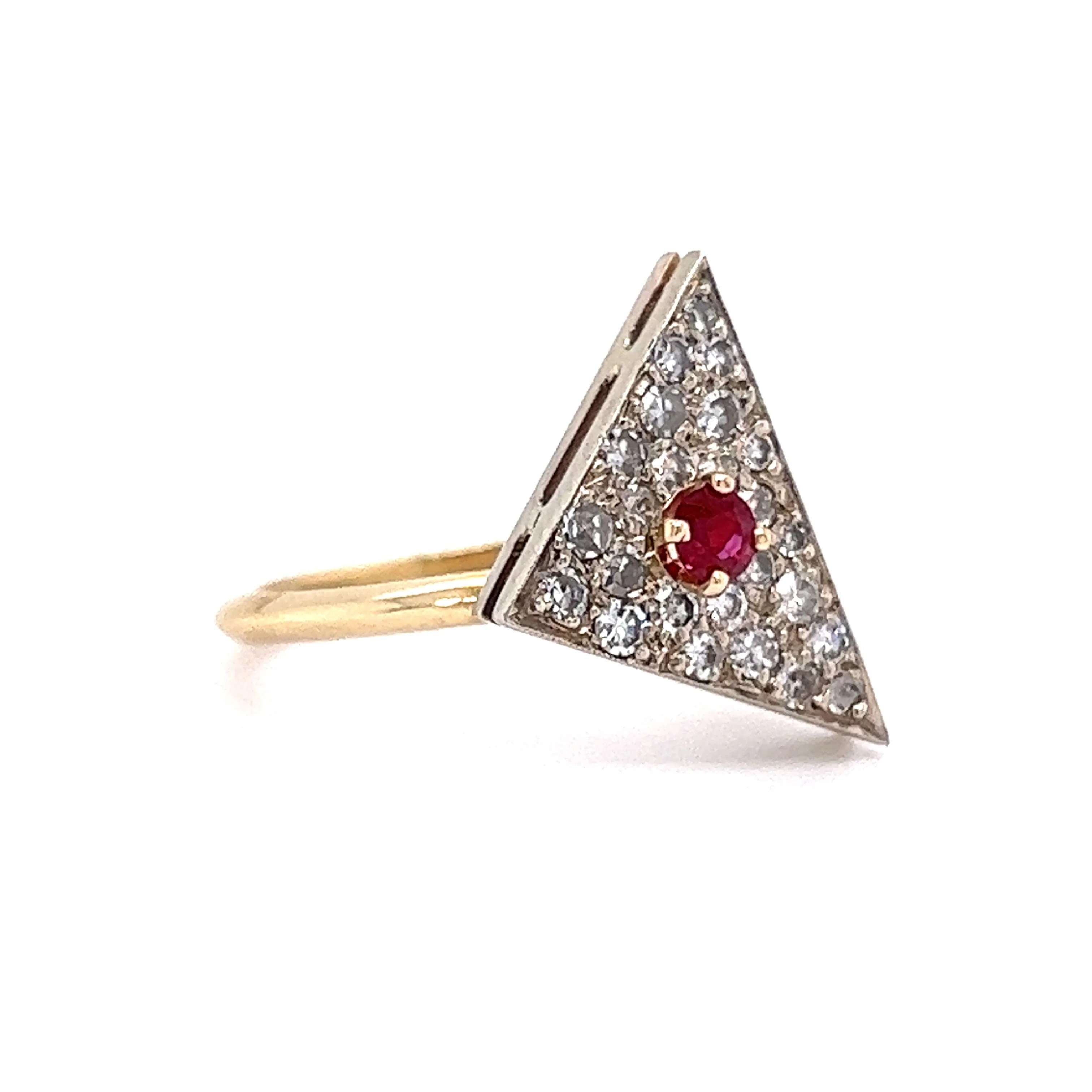 .11 Art Deco Ruby & Diamond Cocktail Ring in 14k - Image 3