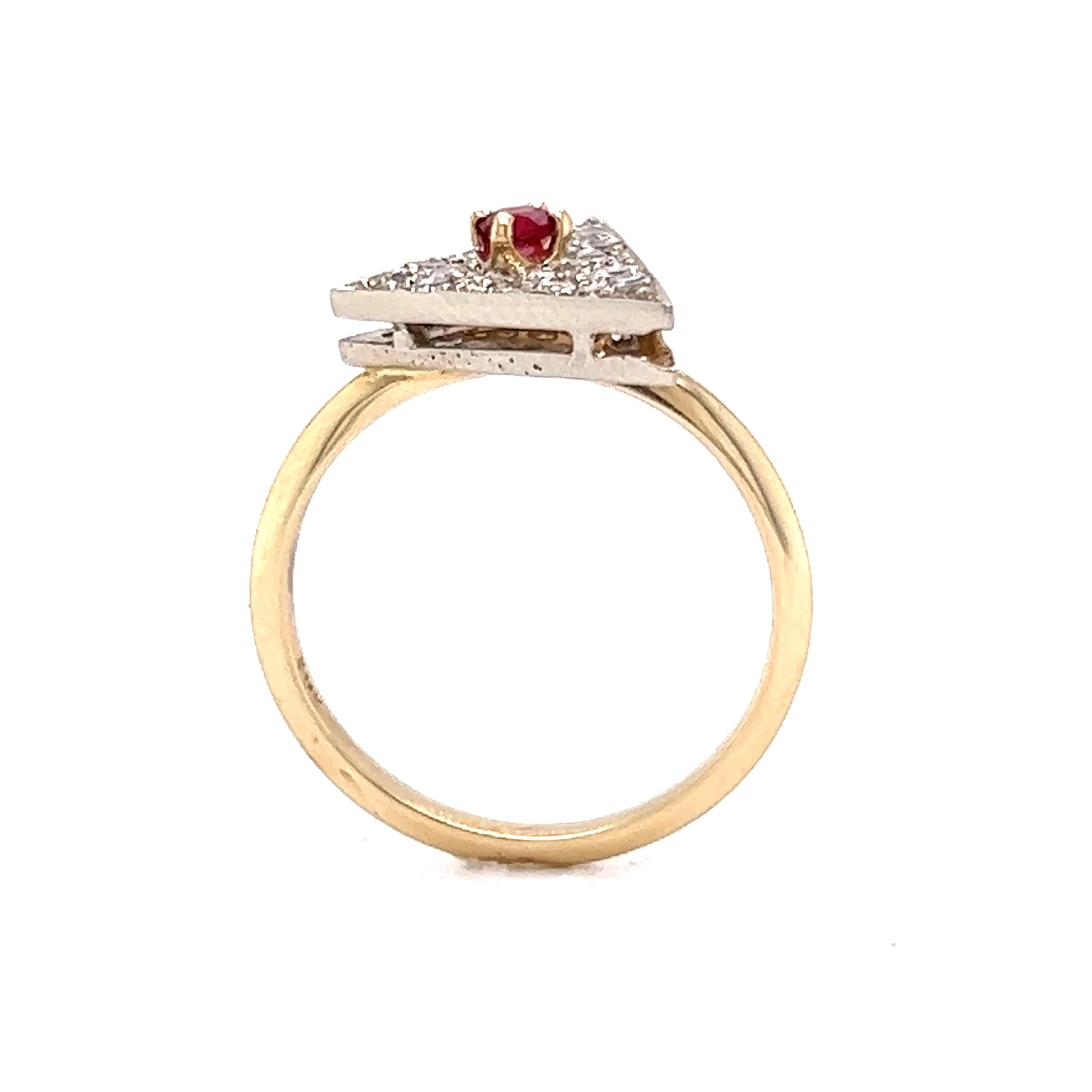 .11 Art Deco Ruby & Diamond Cocktail Ring in 14k - Image 4