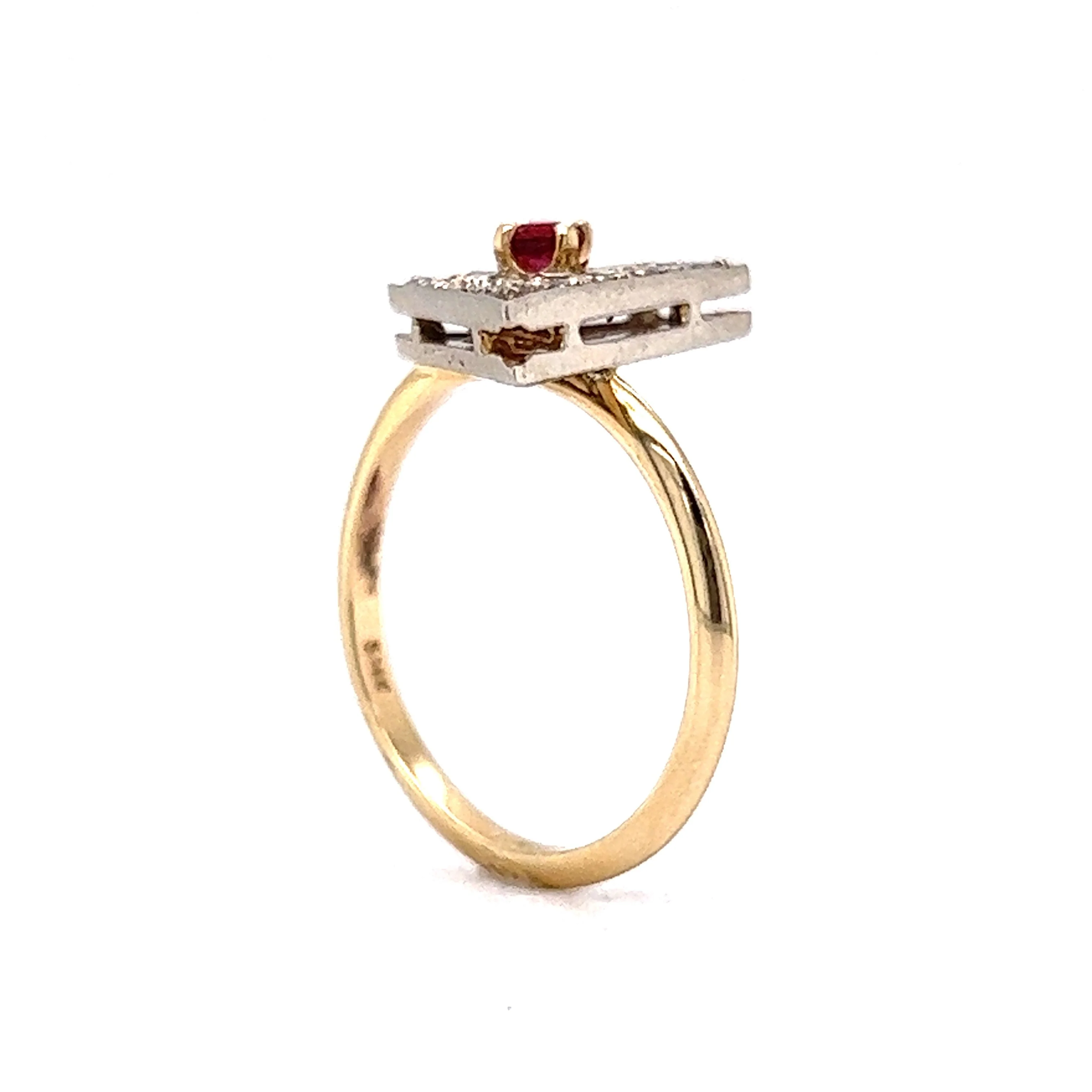 .11 Art Deco Ruby & Diamond Cocktail Ring in 14k - Image 5