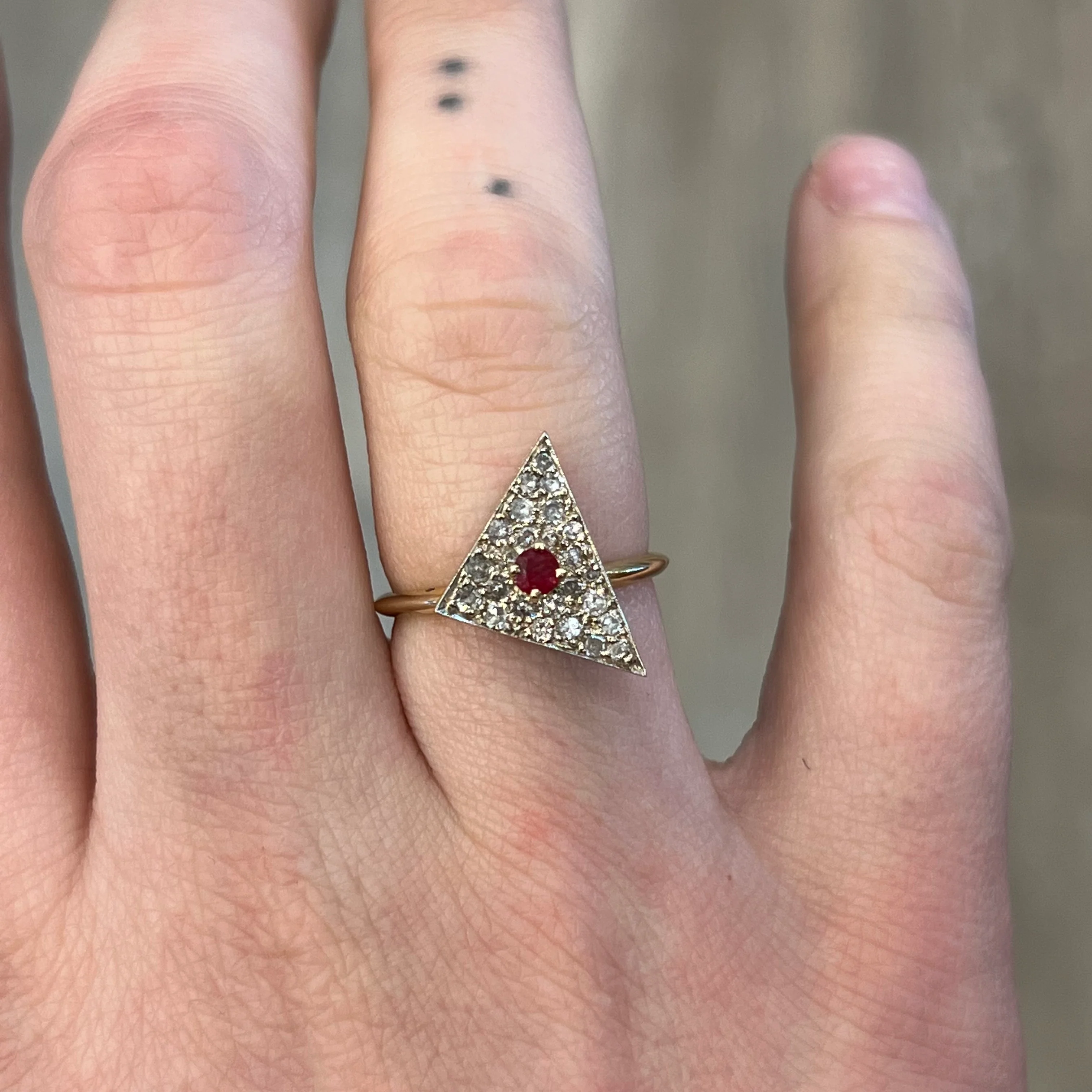 .11 Art Deco Ruby & Diamond Cocktail Ring in 14k - Image 6
