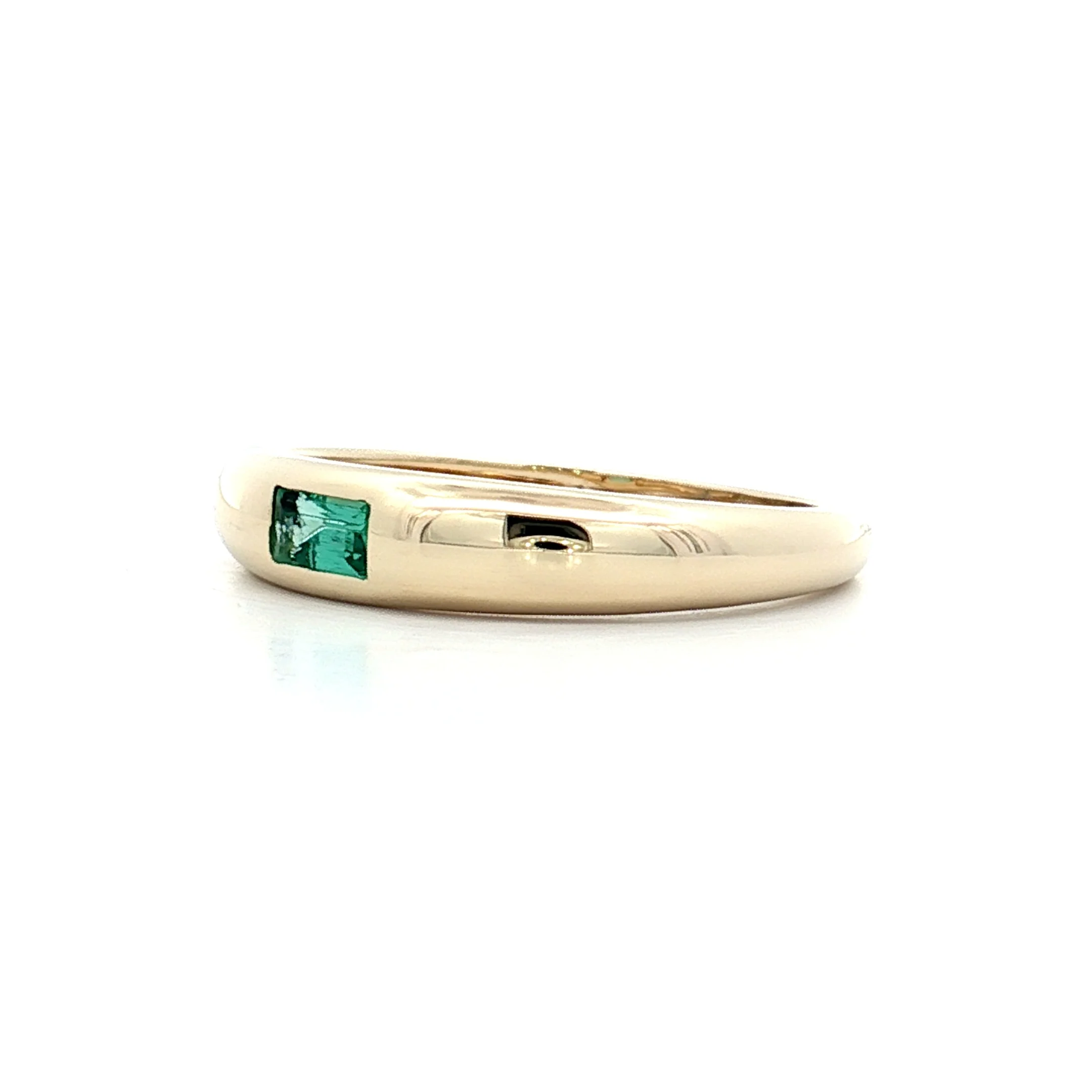 .11 Baguette Emerald Stacking Ring 14k Yellow Gold - Image 2