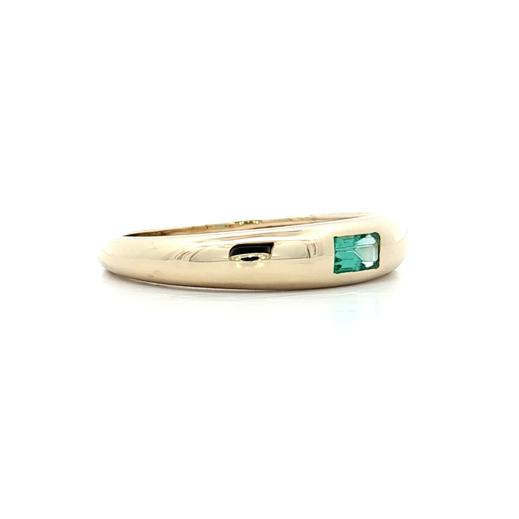 .11 Baguette Emerald Stacking Ring 14k Yellow Gold - Image 3