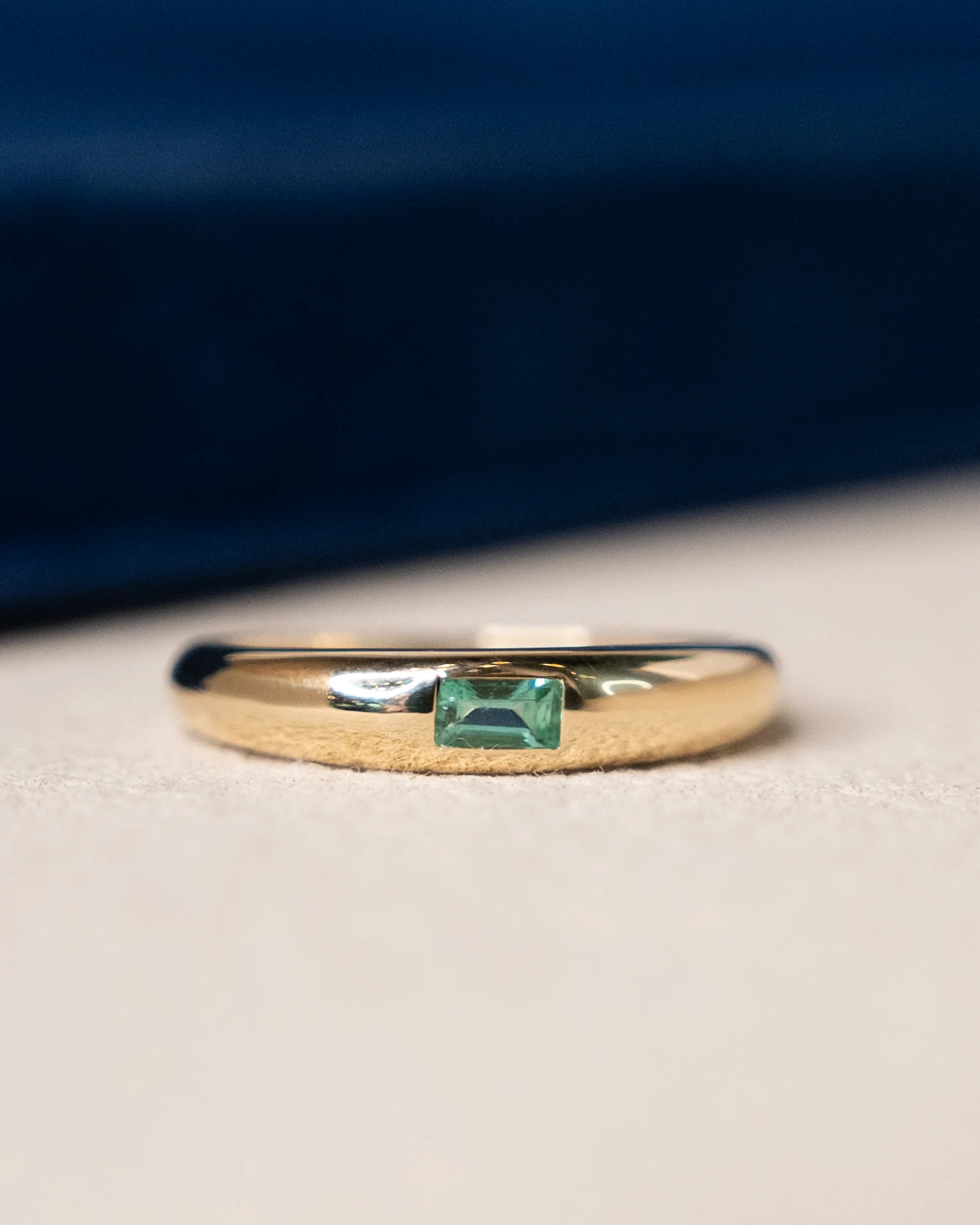 .11 Baguette Emerald Stacking Ring 14k Yellow Gold - Image 6