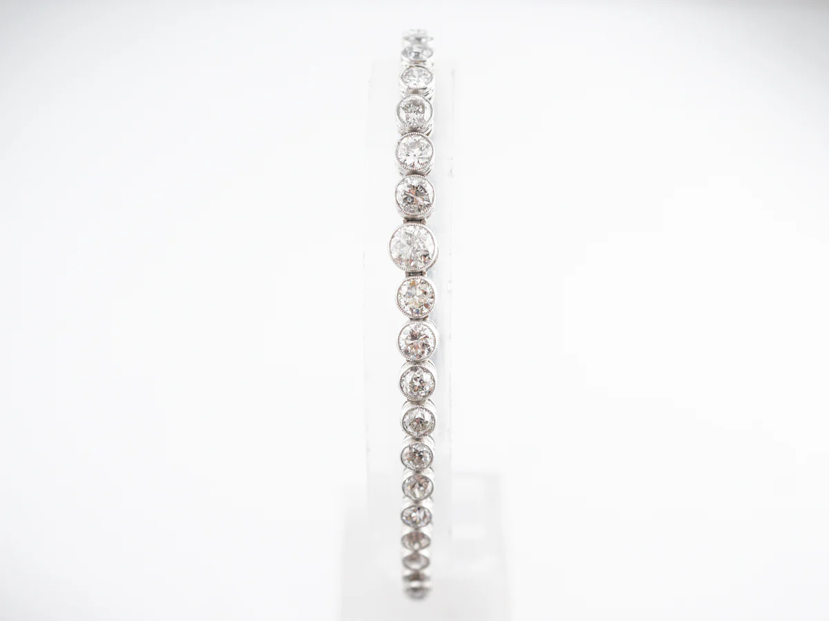 11 Carat Tennis Bracelet w/ Old European Cut Diamonds in Platinum