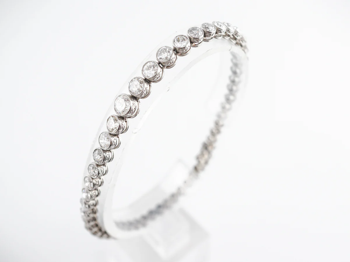 11 Carat Tennis Bracelet w/ Old European Cut Diamonds in Platinum - Image 2