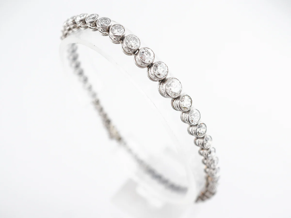 11 Carat Tennis Bracelet w/ Old European Cut Diamonds in Platinum - Image 3