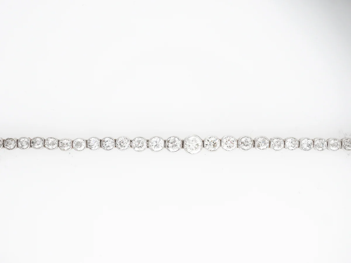 11 Carat Tennis Bracelet w/ Old European Cut Diamonds in Platinum - Image 4