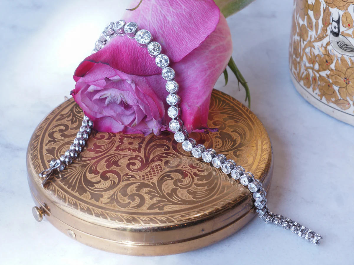 11 Carat Tennis Bracelet w/ Old European Cut Diamonds in Platinum - Image 5