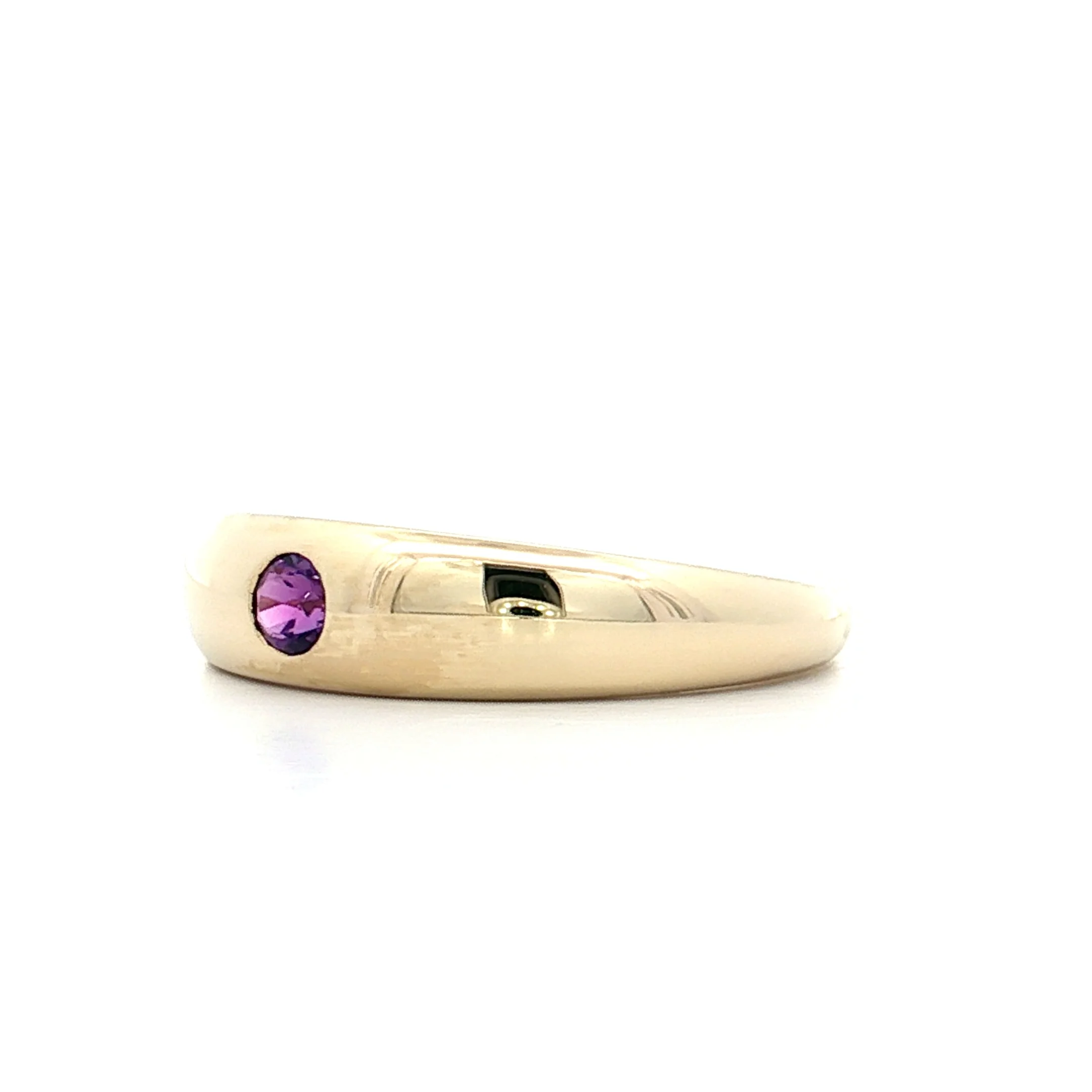 .11 Flush Set Amethyst Stacking Ring 14k Yellow Gold - Image 2