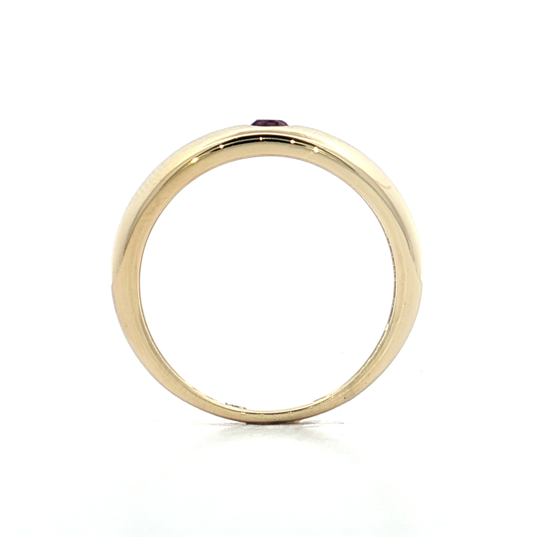 .11 Flush Set Amethyst Stacking Ring 14k Yellow Gold - Image 4