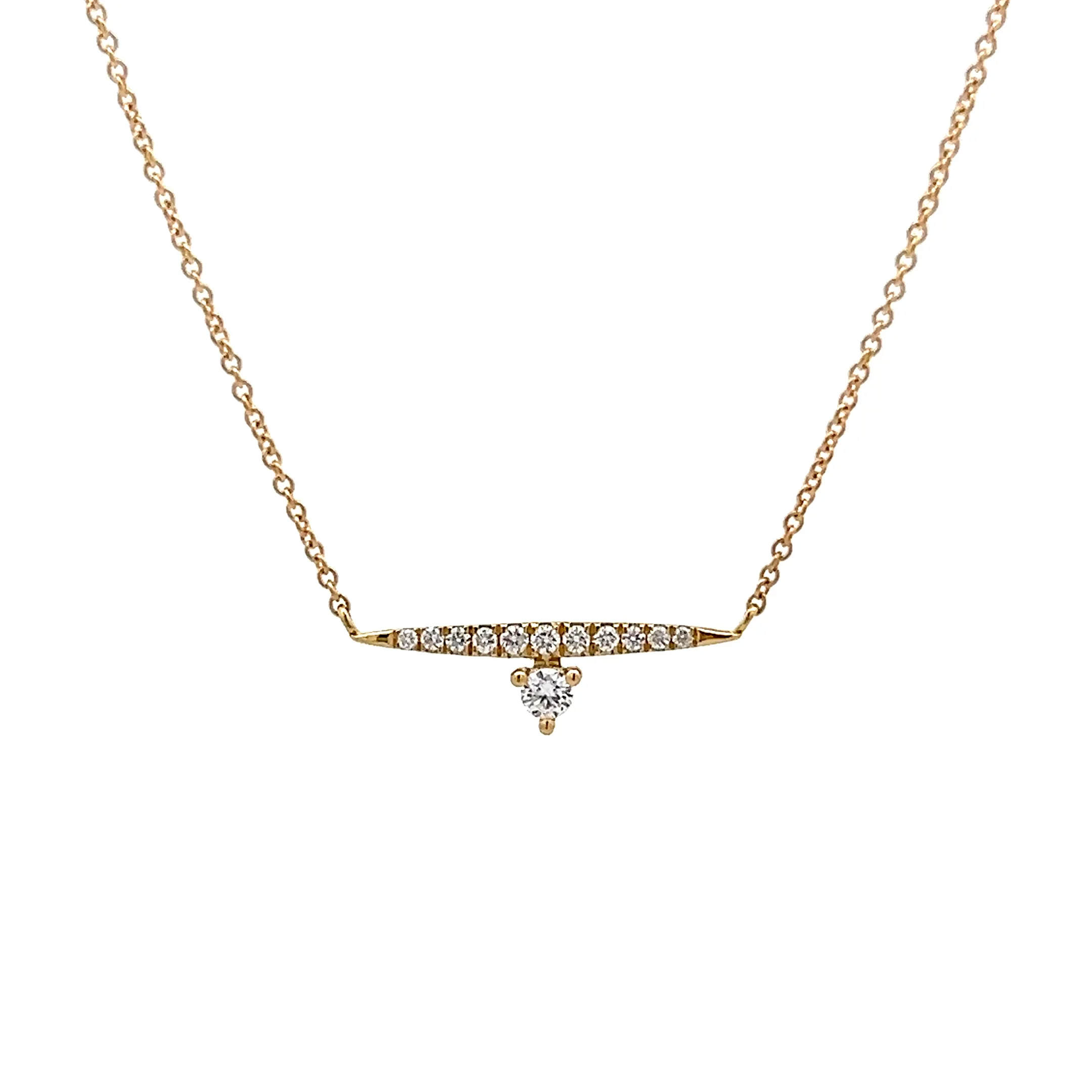 .11 Pave Diamond Pendant Necklace in 18k Yellow Gold