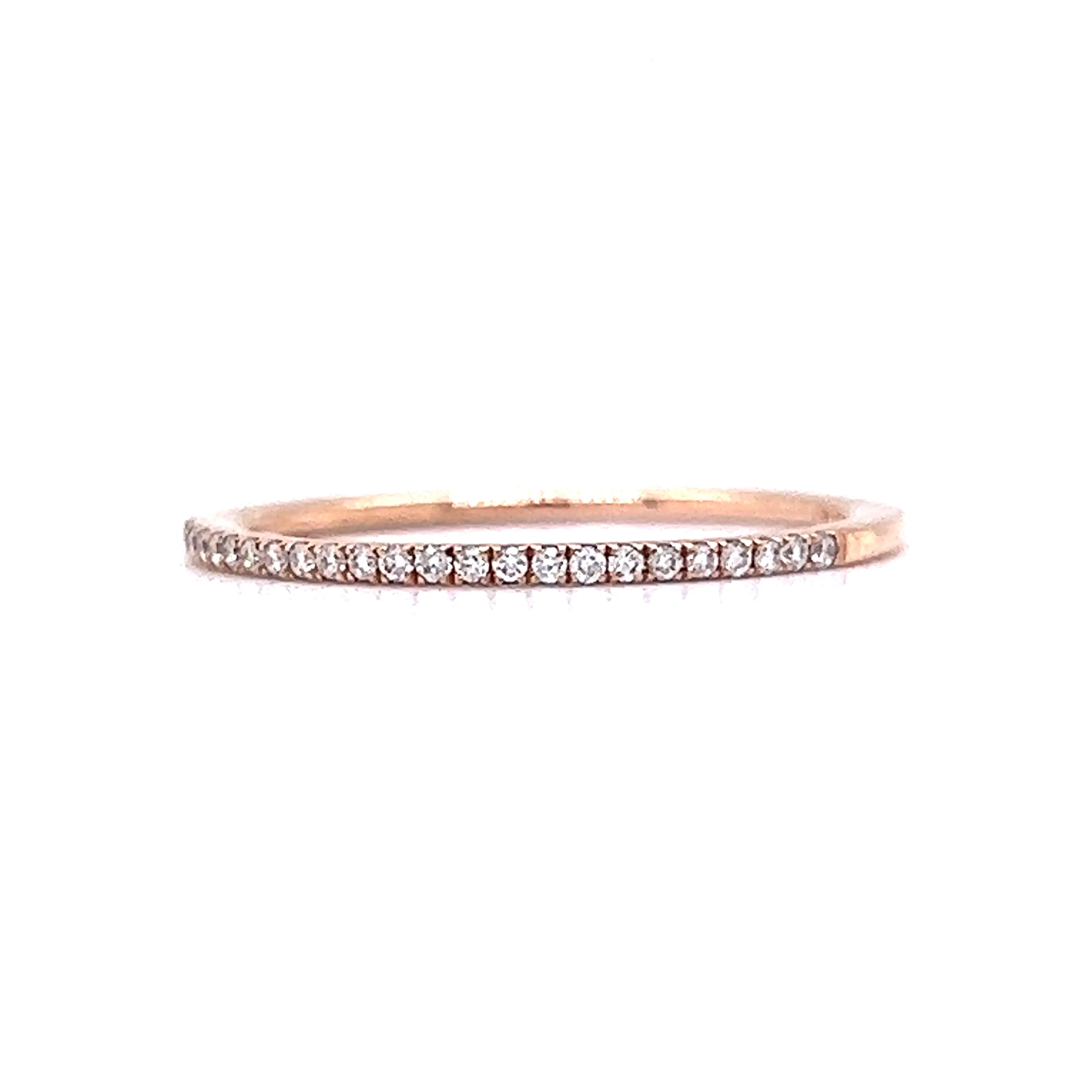 .11 Thin Diamond Wedding Band in 14k Rose Gold