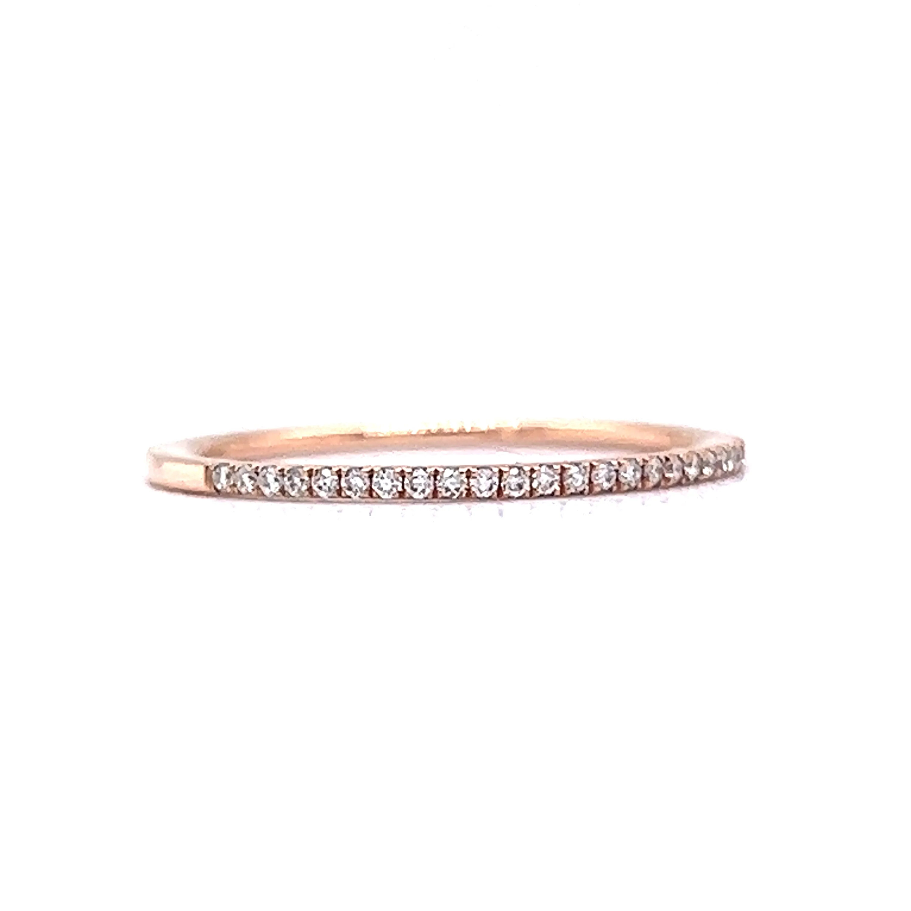 .11 Thin Diamond Wedding Band in 14k Rose Gold - Image 2