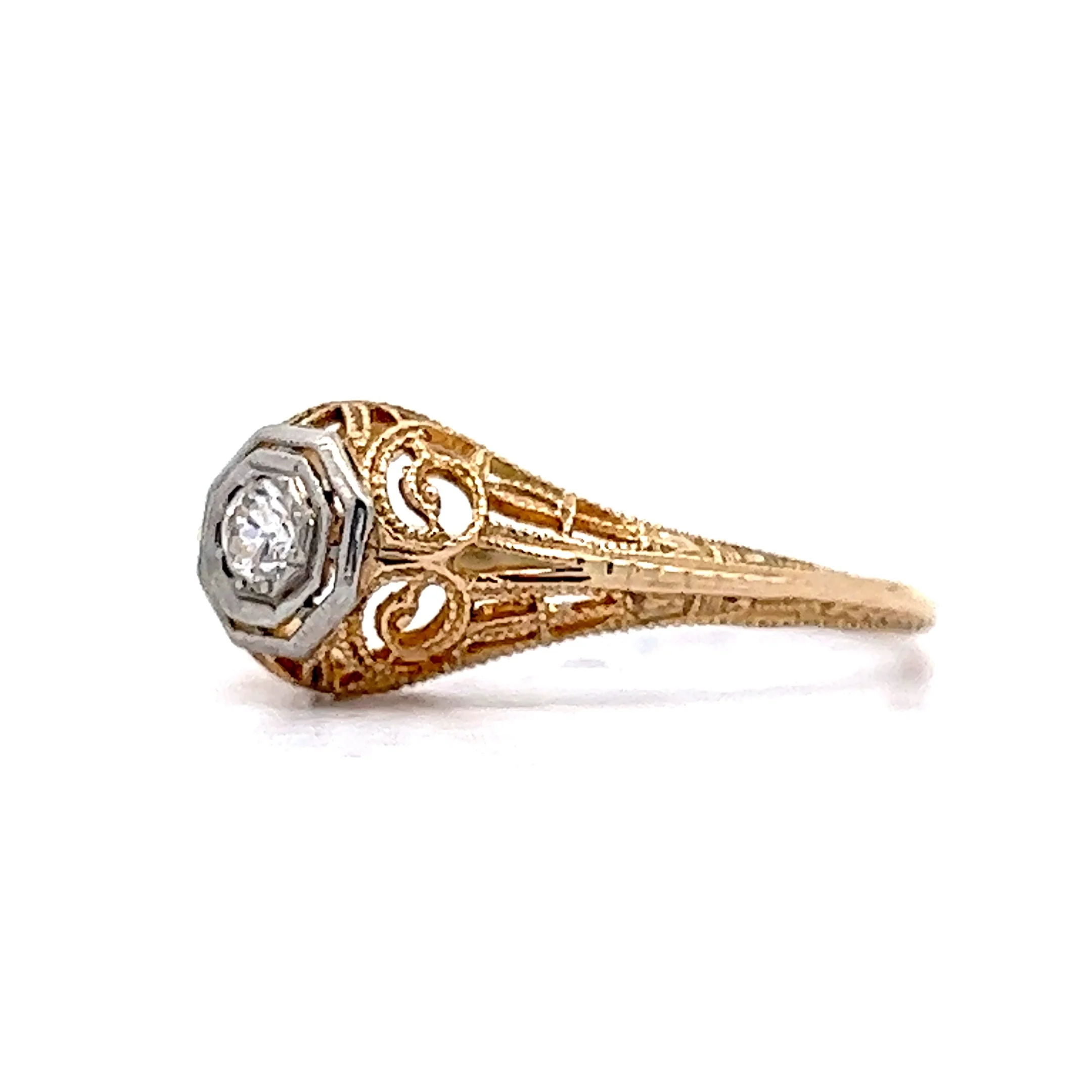 .11 Vintage Art Deco Diamond Solitaire Engagement Ring in 14k - Image 2