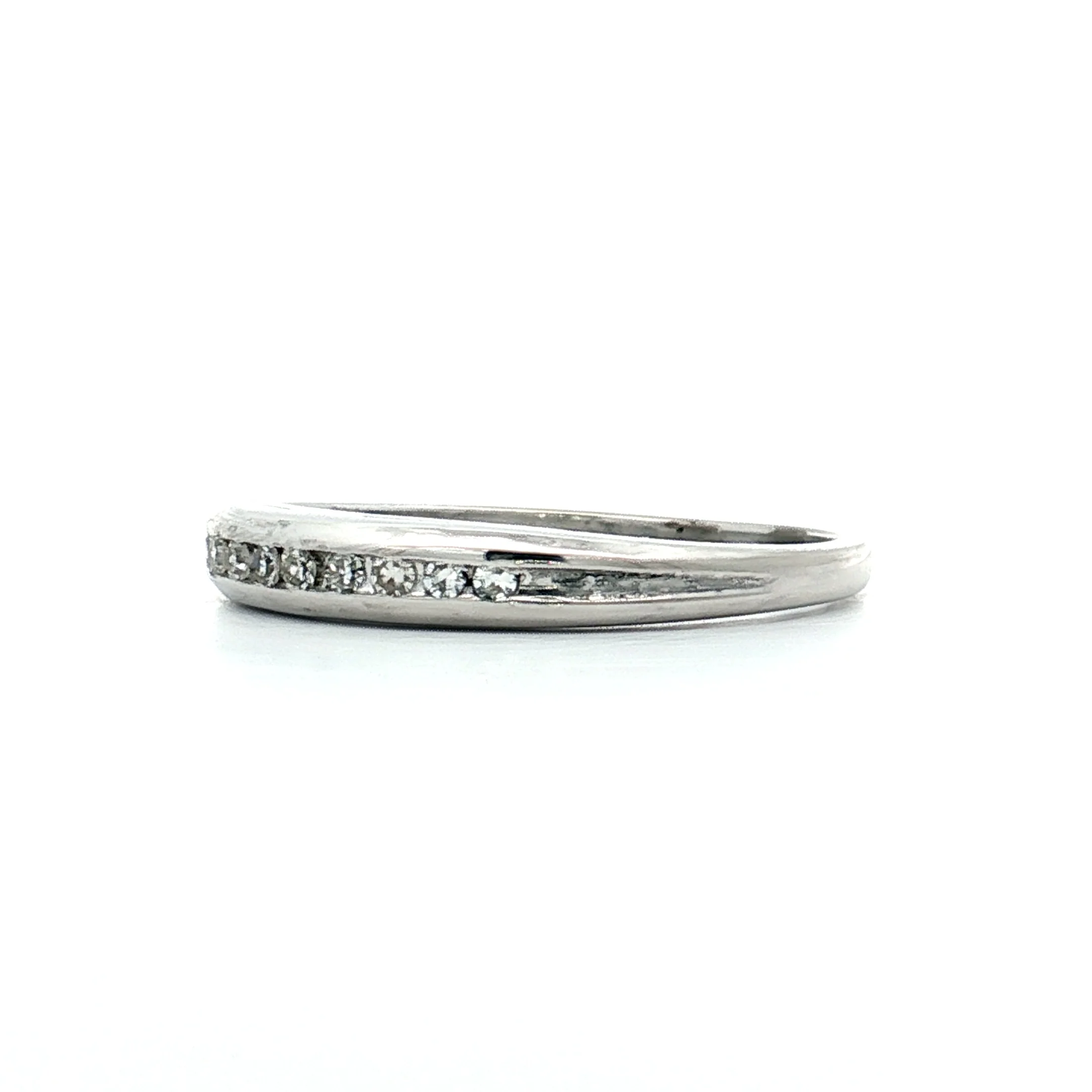 .11 Vintage Diamond Wedding Band 14k White Gold - Image 2