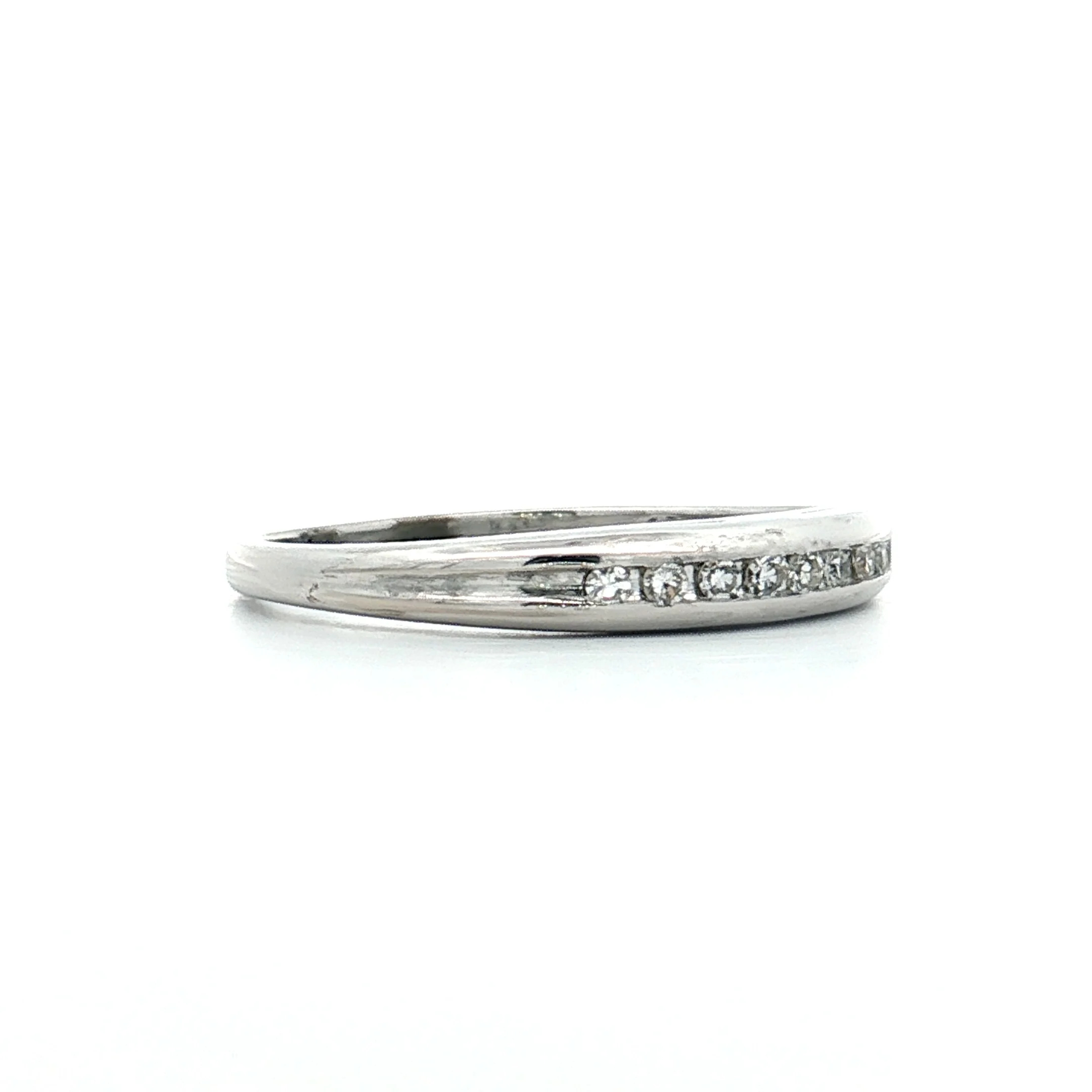 .11 Vintage Diamond Wedding Band 14k White Gold - Image 3