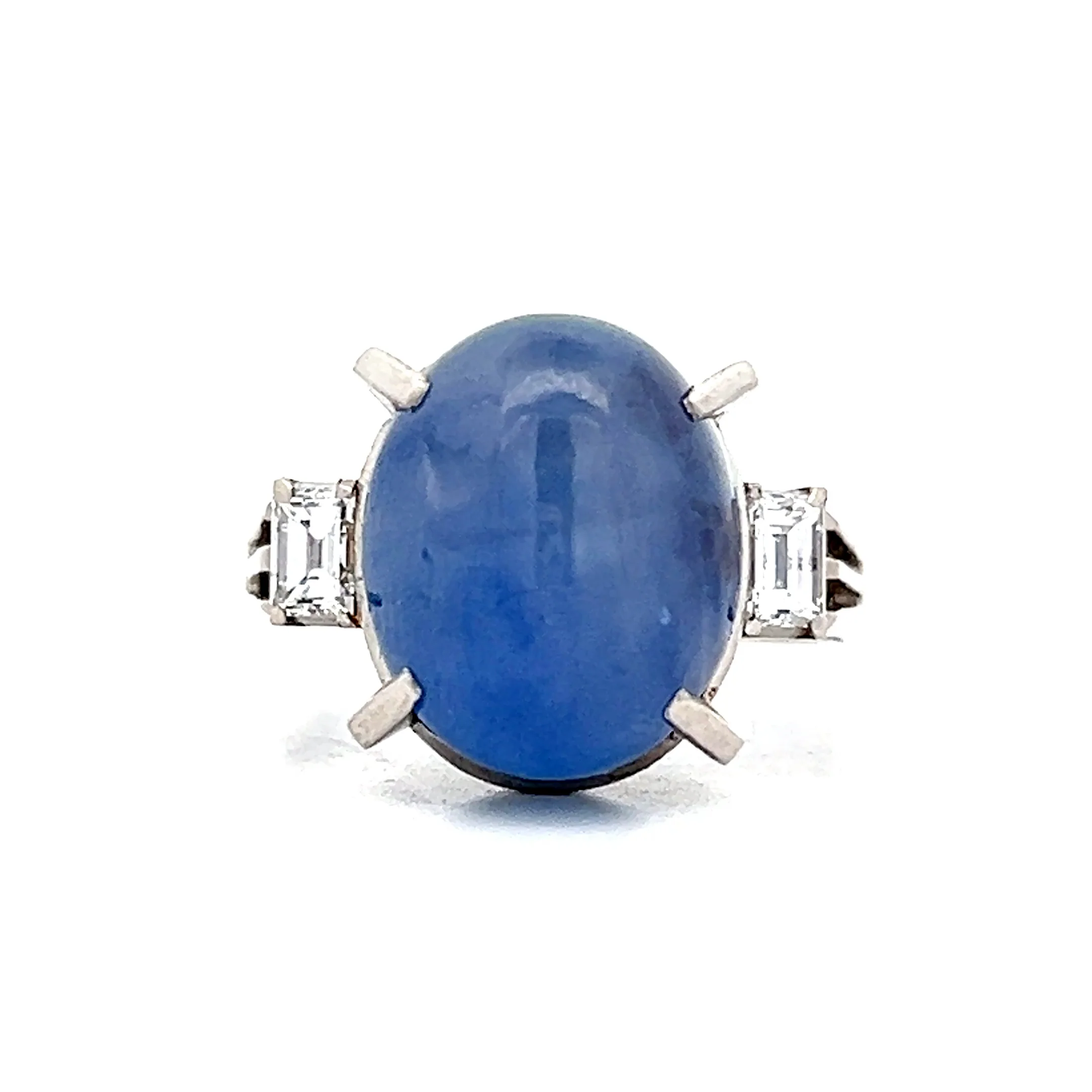 12.08 Star Cabochon Cut Sapphire Cocktail Ring in Platinum