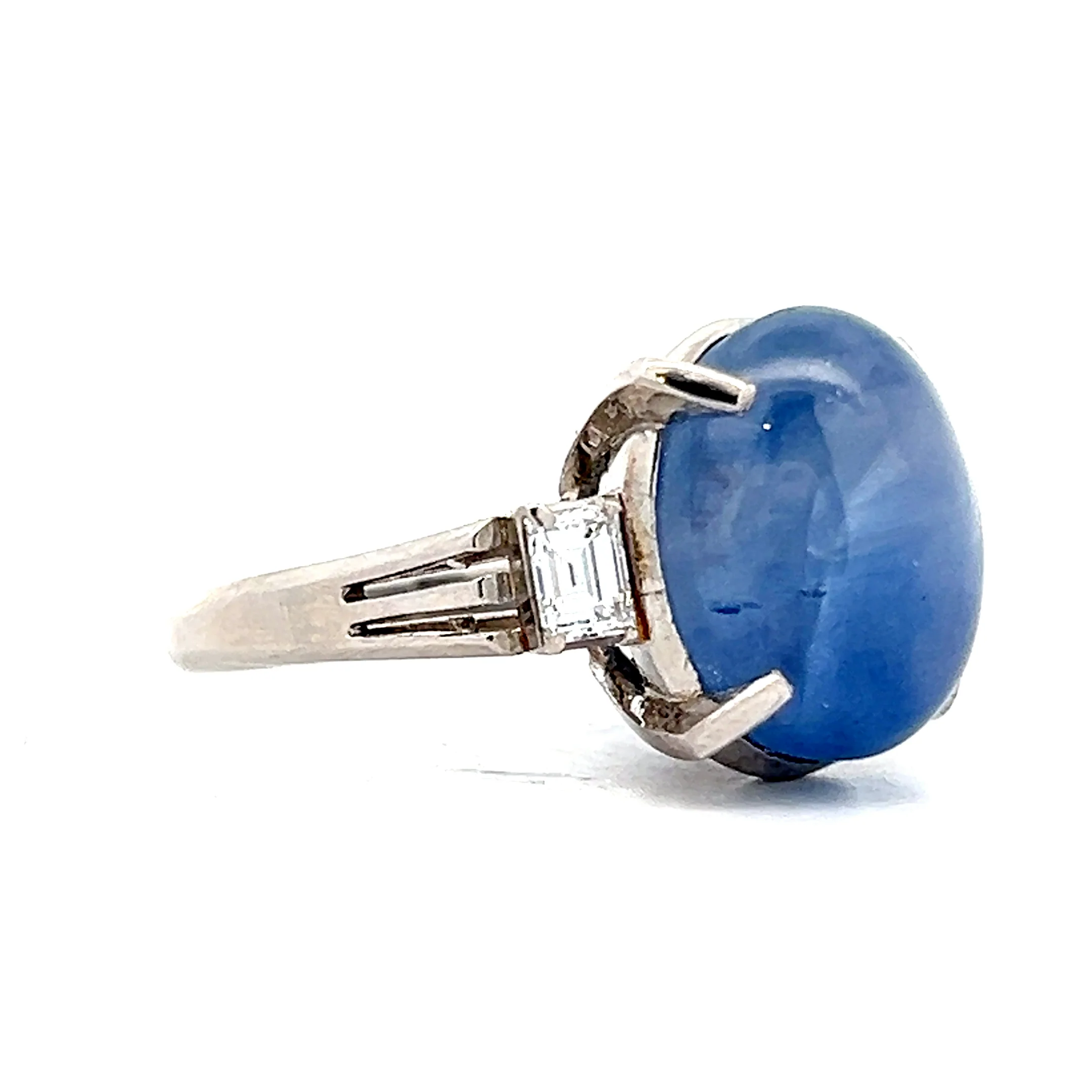 12.08 Star Cabochon Cut Sapphire Cocktail Ring in Platinum - Image 3
