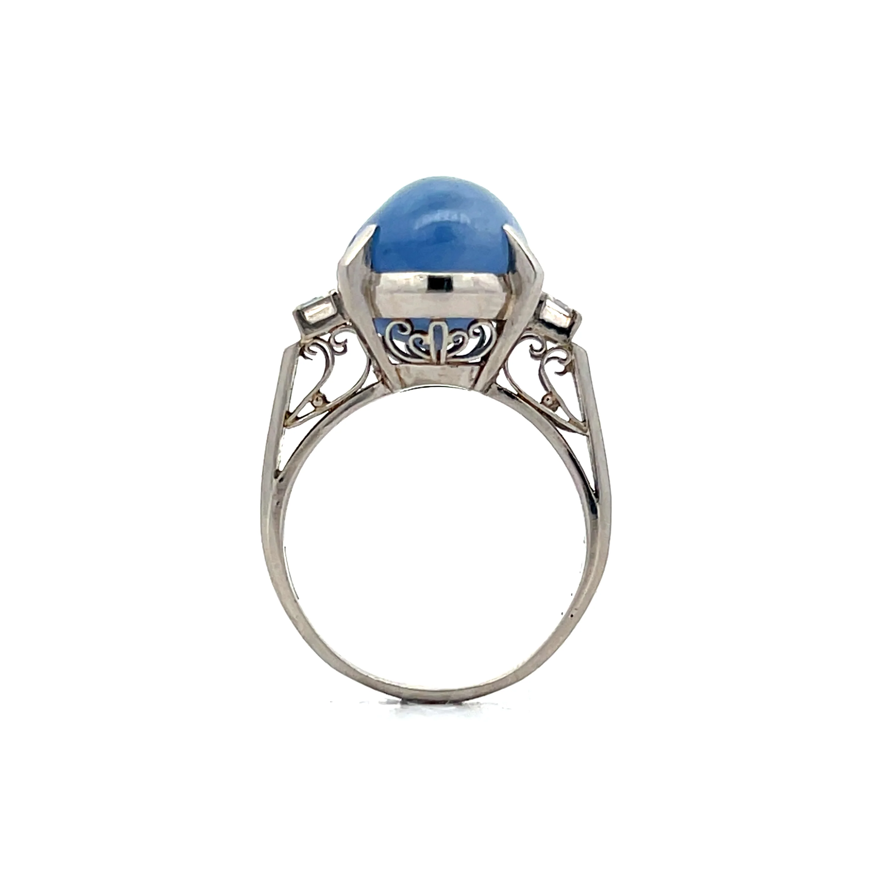 12.08 Star Cabochon Cut Sapphire Cocktail Ring in Platinum - Image 4