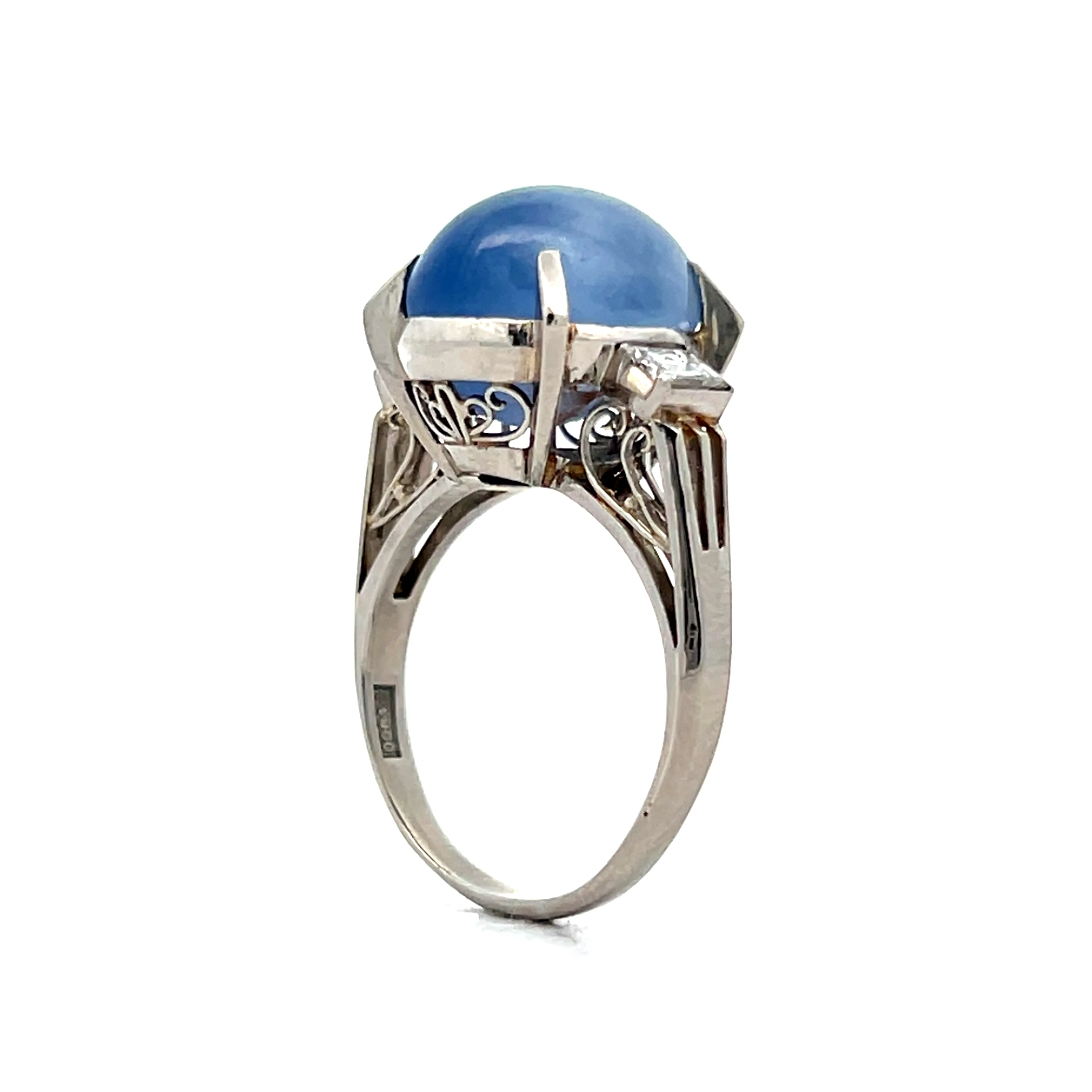 12.08 Star Cabochon Cut Sapphire Cocktail Ring in Platinum - Image 5