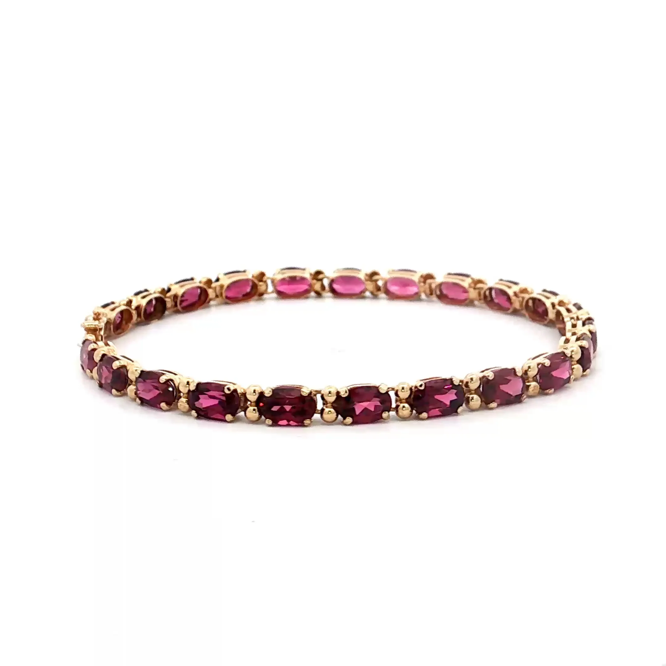 12.10 Rhodolite Garnet Tennis Bracelet in 14k - Image 2