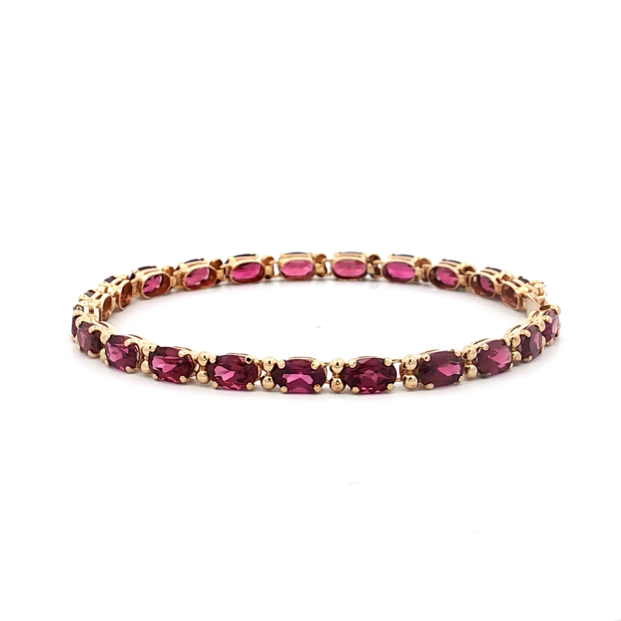 12.10 Rhodolite Garnet Tennis Bracelet in 14k - Image 3