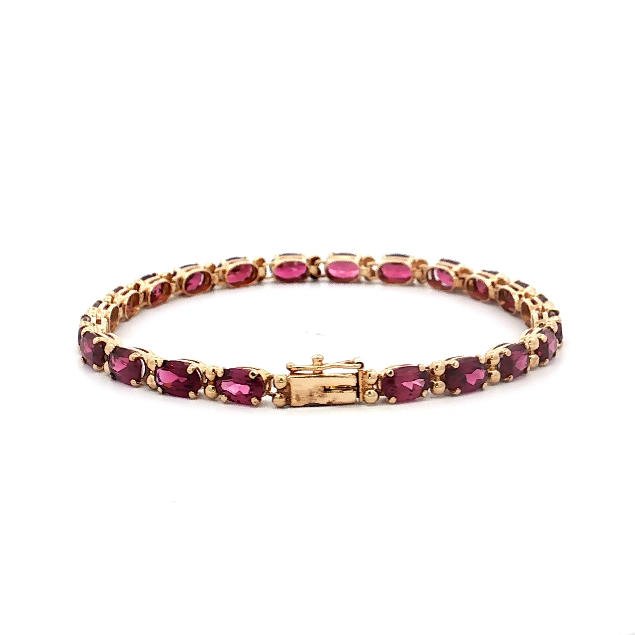 12.10 Rhodolite Garnet Tennis Bracelet in 14k - Image 4