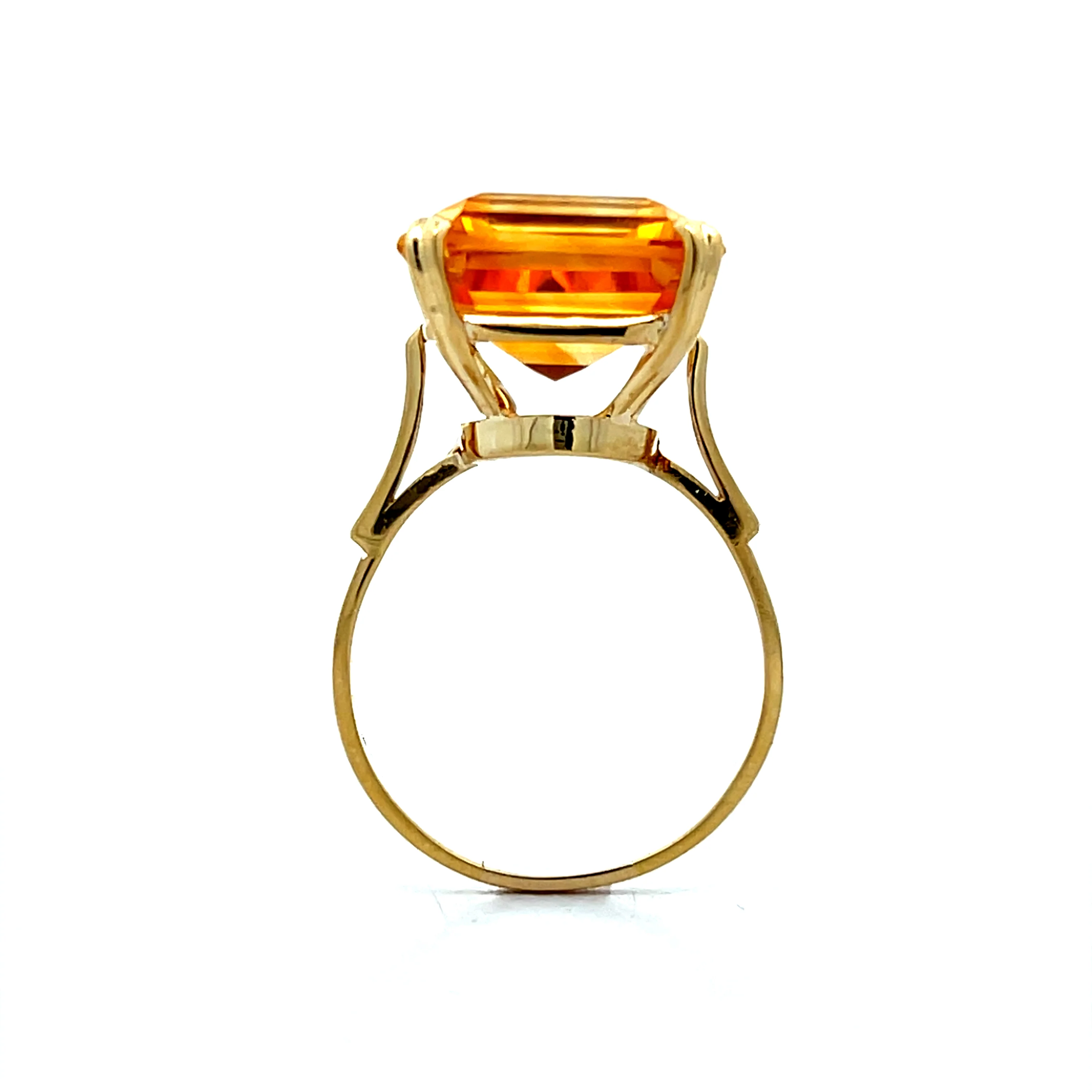 12.60 Emerald Cut Citrine Cocktail Ring 18k Yellow Gold - Image 4