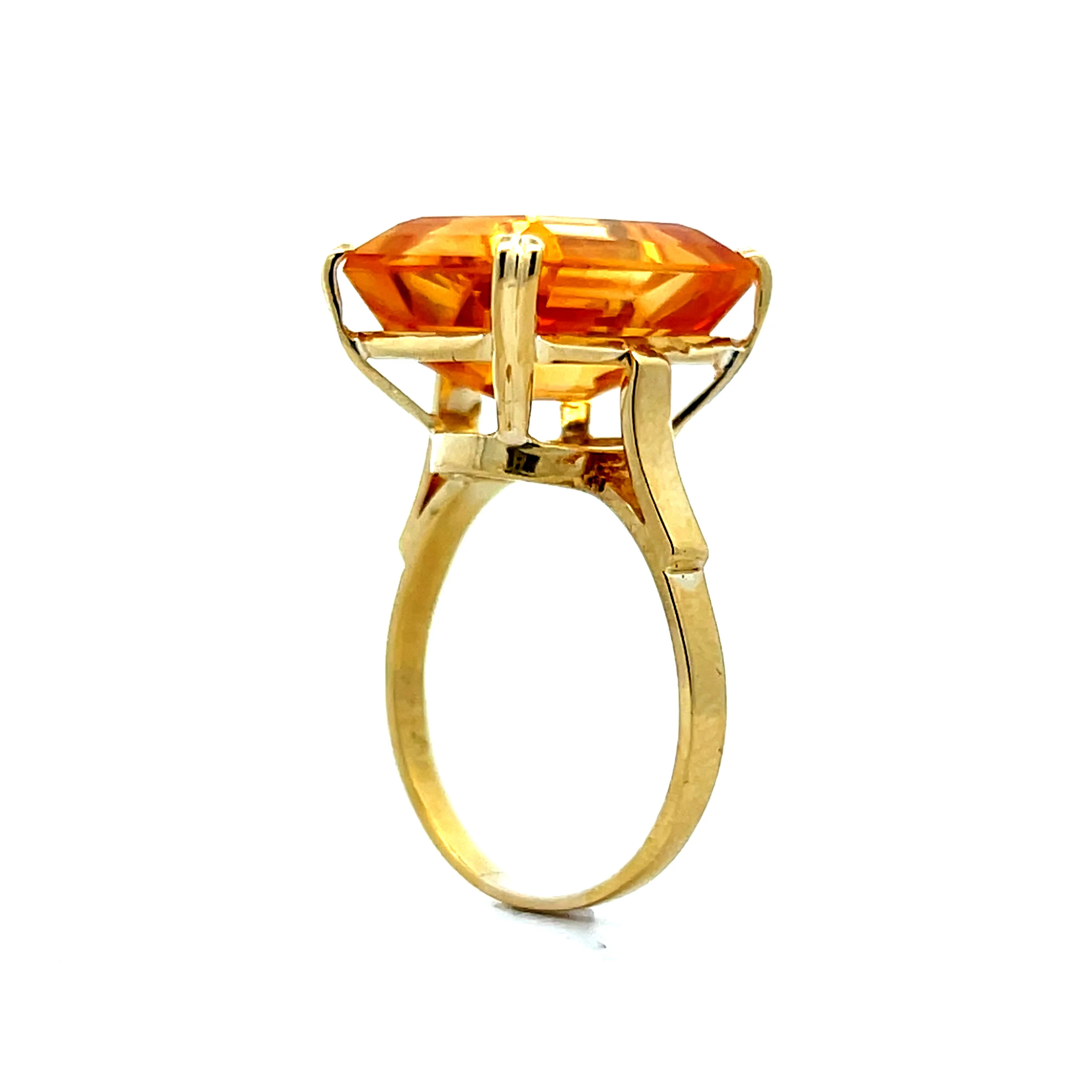 12.60 Emerald Cut Citrine Cocktail Ring 18k Yellow Gold - Image 5