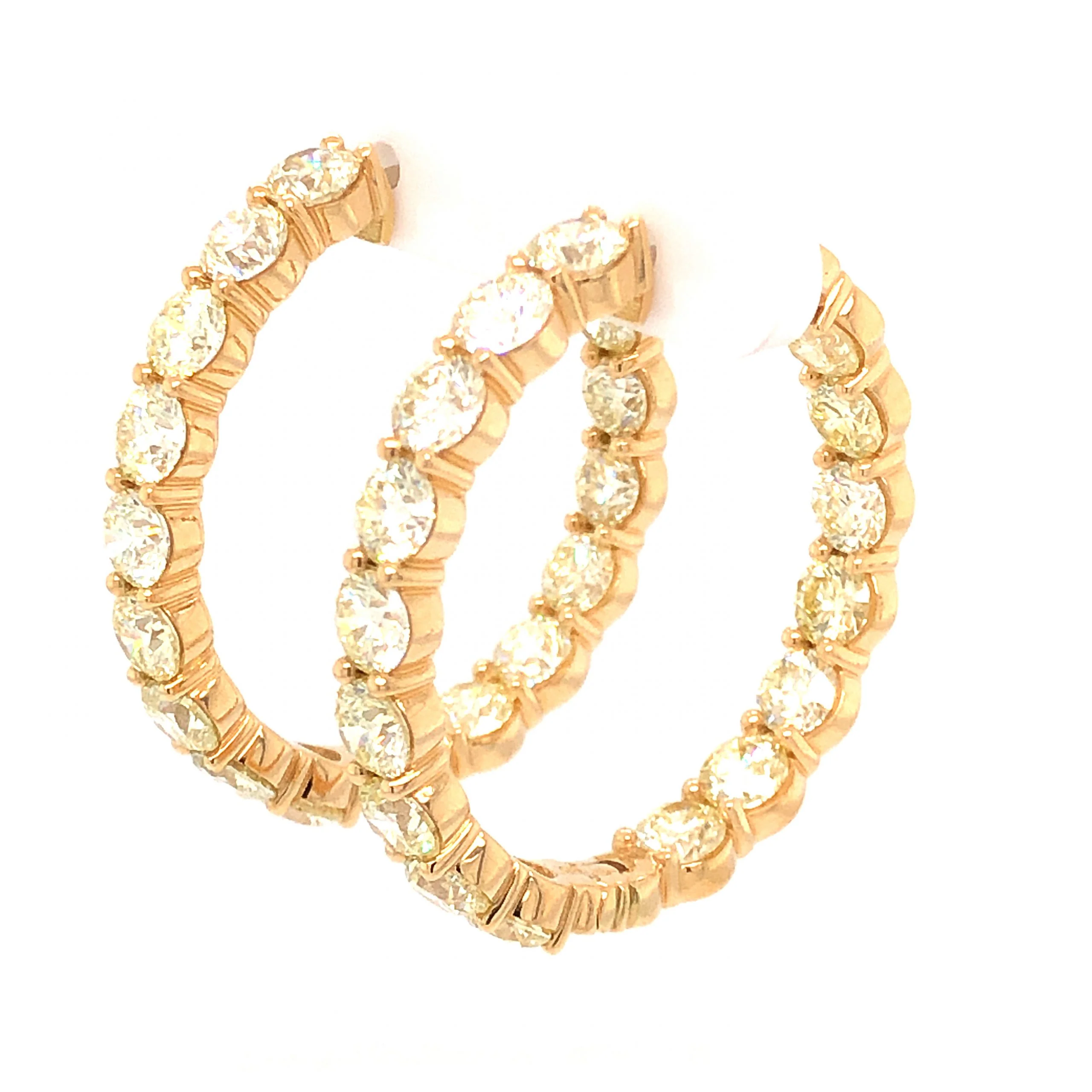 12.80 Carat Diamond Hoop Earrings in 18K Yellow Gold - Image 2